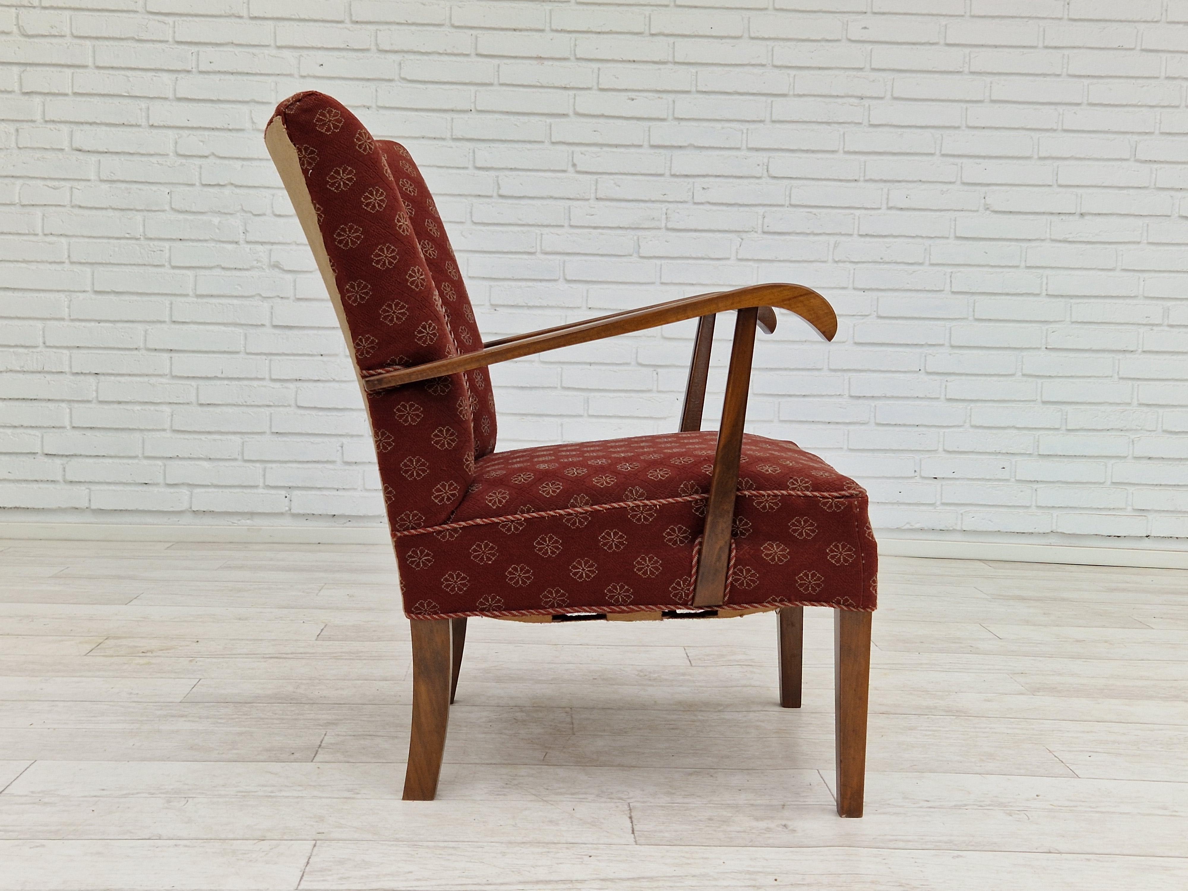 Mid-20th Century 1950s, Danish Design, Original Armchair in Very Good Condition For Sale