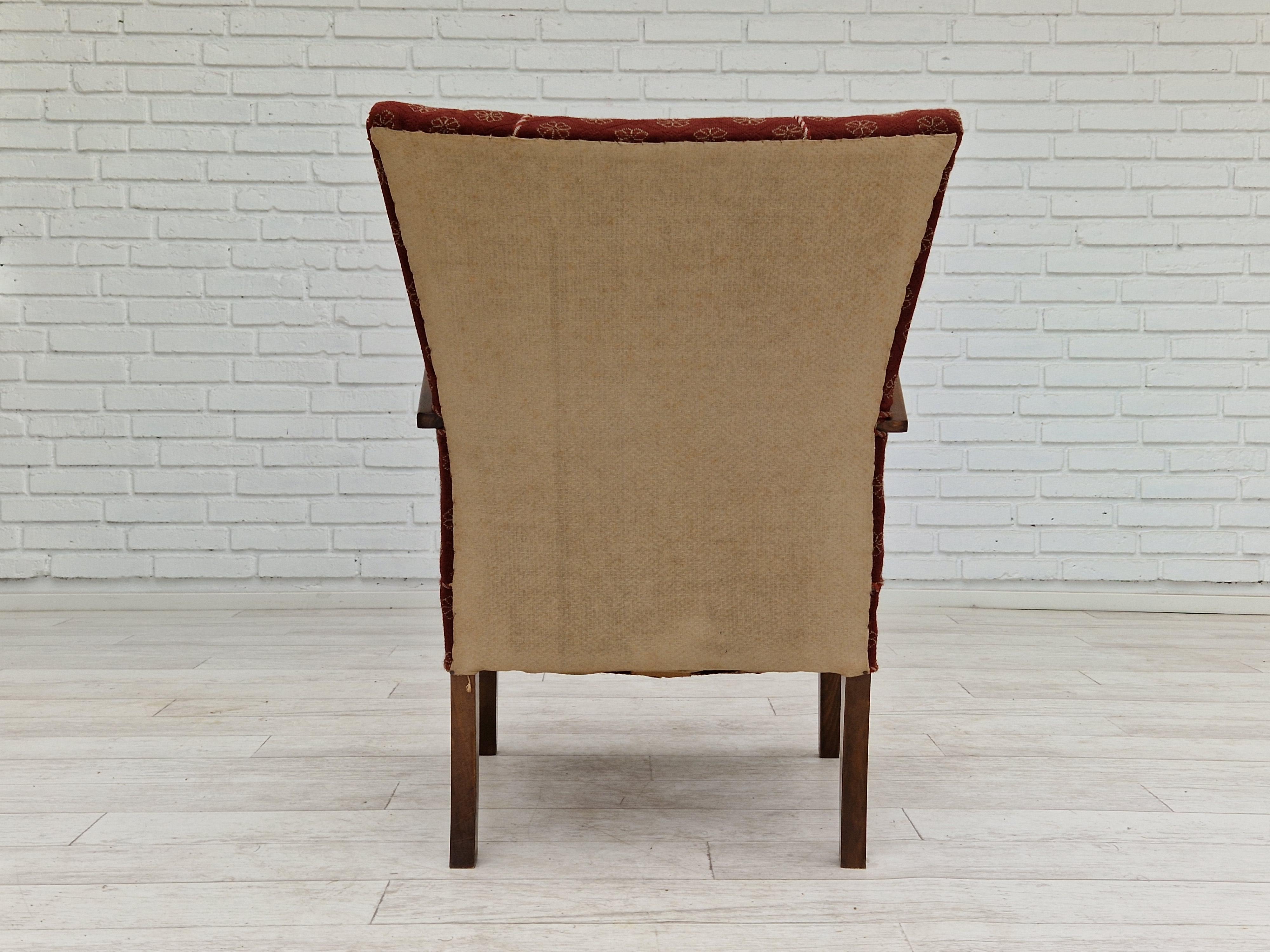 Cotton 1950s, Danish Design, Original Armchair in Very Good Condition For Sale