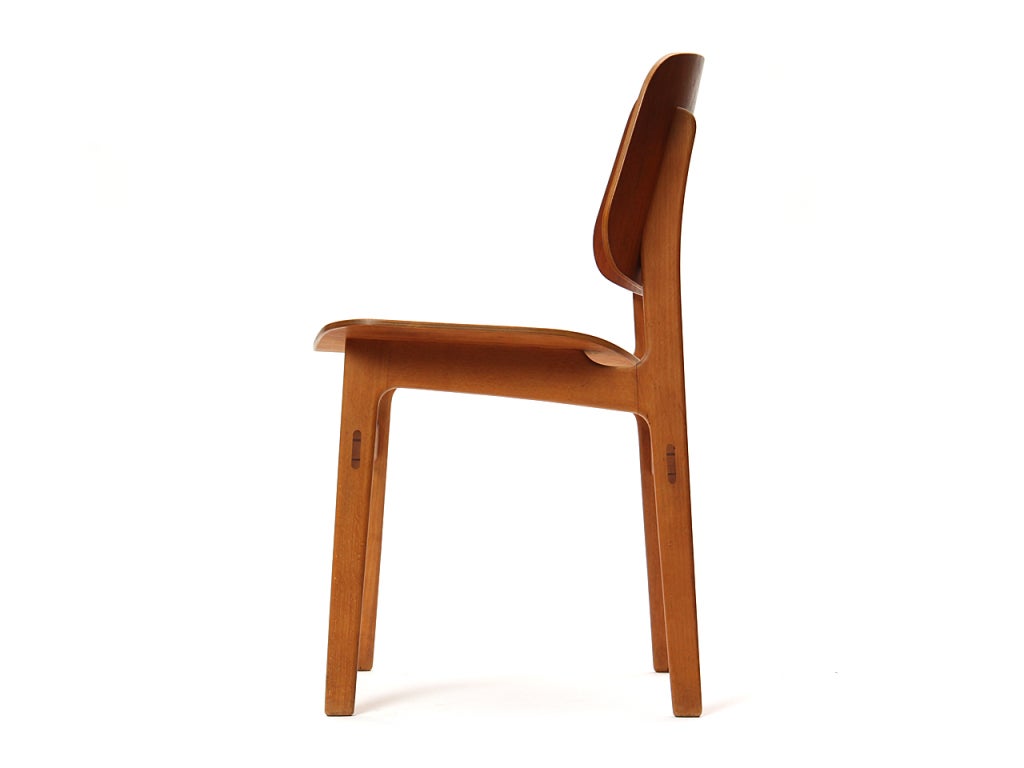 Molded 1950s Danish Dining Chairs by Borge Mogensen in Teak and Beech For Sale