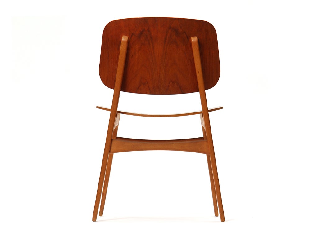 Mid-20th Century 1950s Danish Dining Chairs by Borge Mogensen in Teak and Beech For Sale