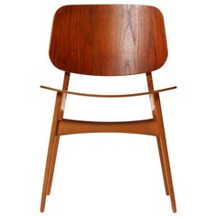 Vintage 1950s Danish Dining Chairs by Borge Mogensen in Teak and Beech