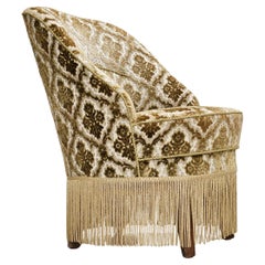1950s, Danish easy chair, furniture velour, ash wood legs.