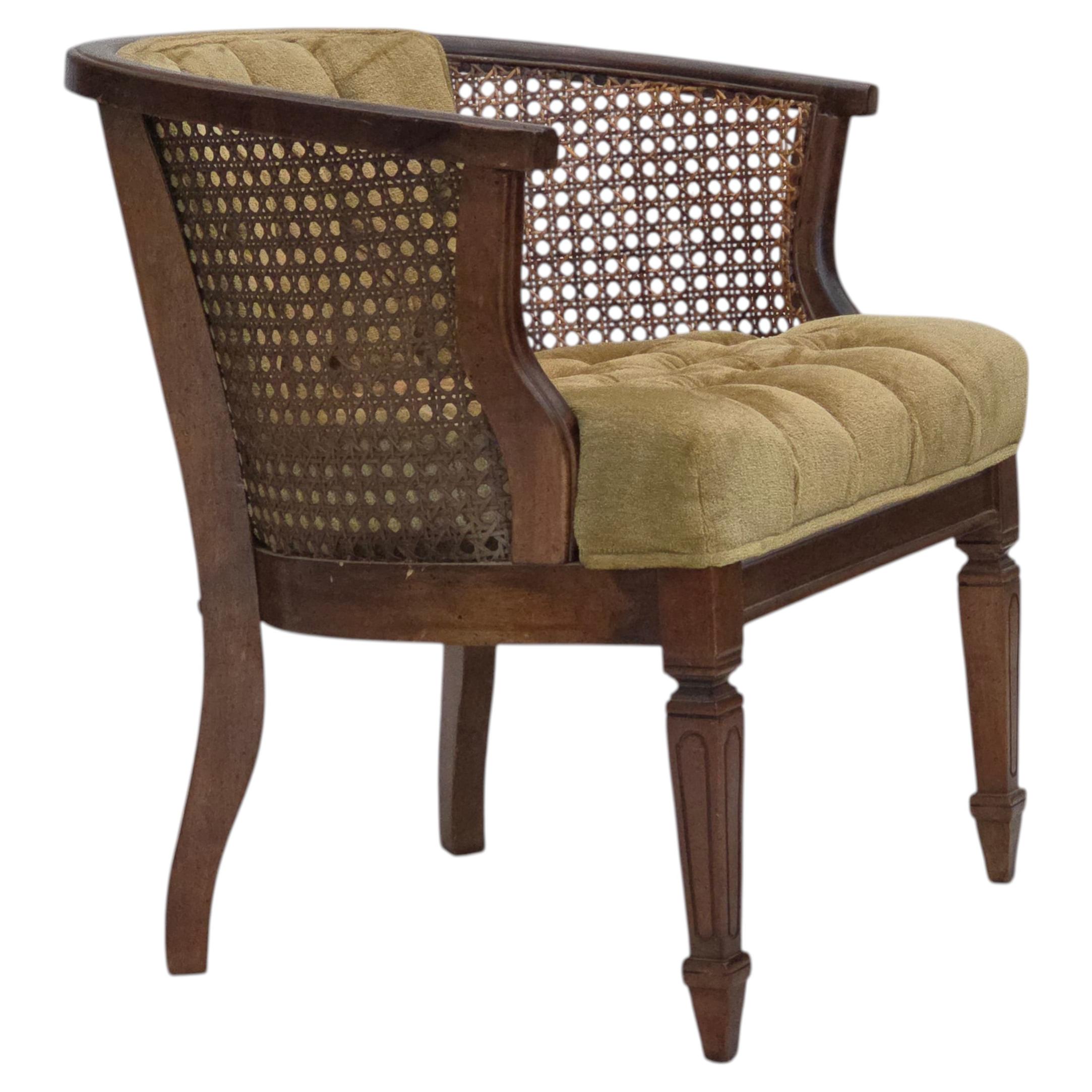 Años 50, butaca danesa, muebles de terciopelo, muebles de malla, madera de roble.