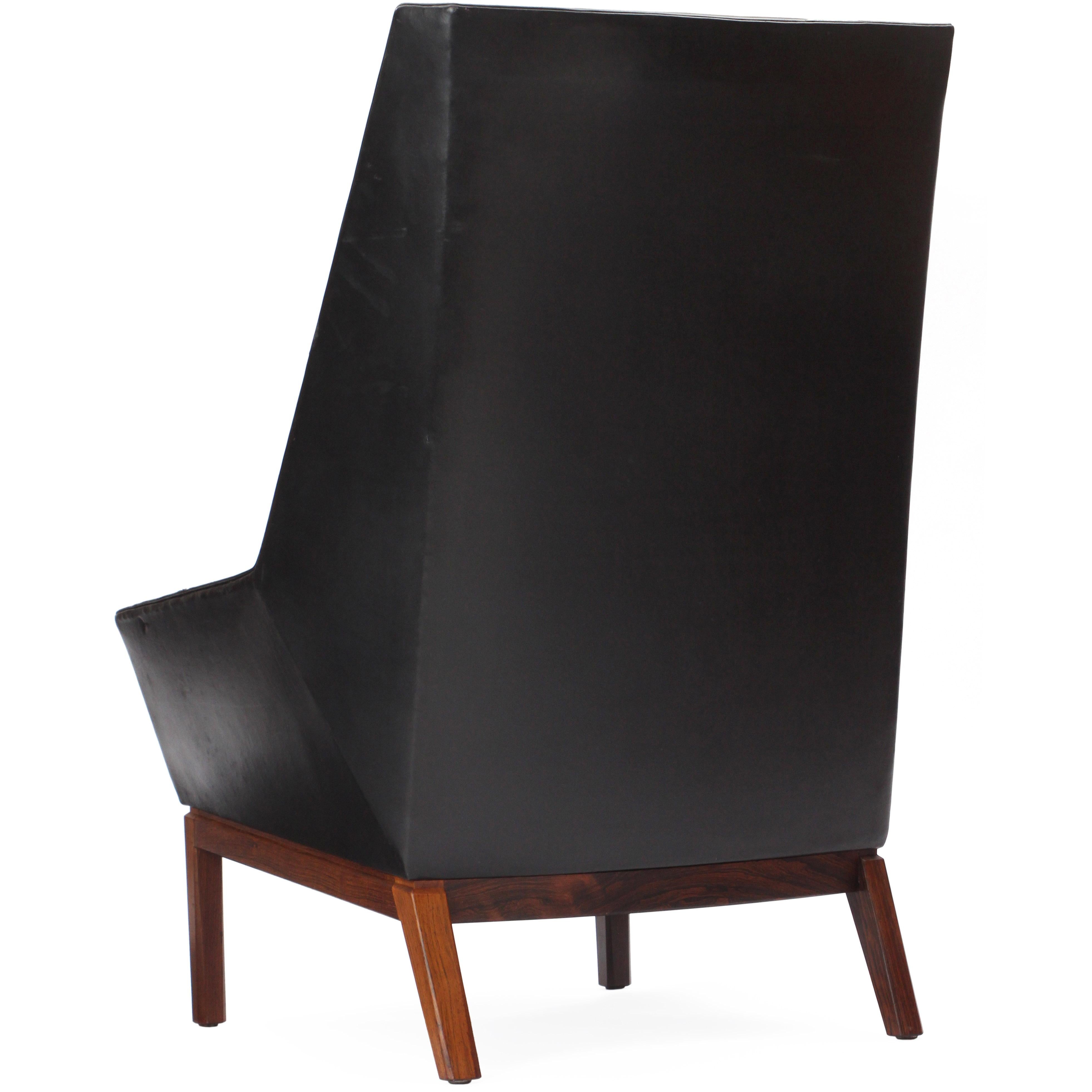 Scandinavian Modern 1950s Danish High Back Lounge Chair by Erik Kolling Andersen for Peder Pedersen For Sale