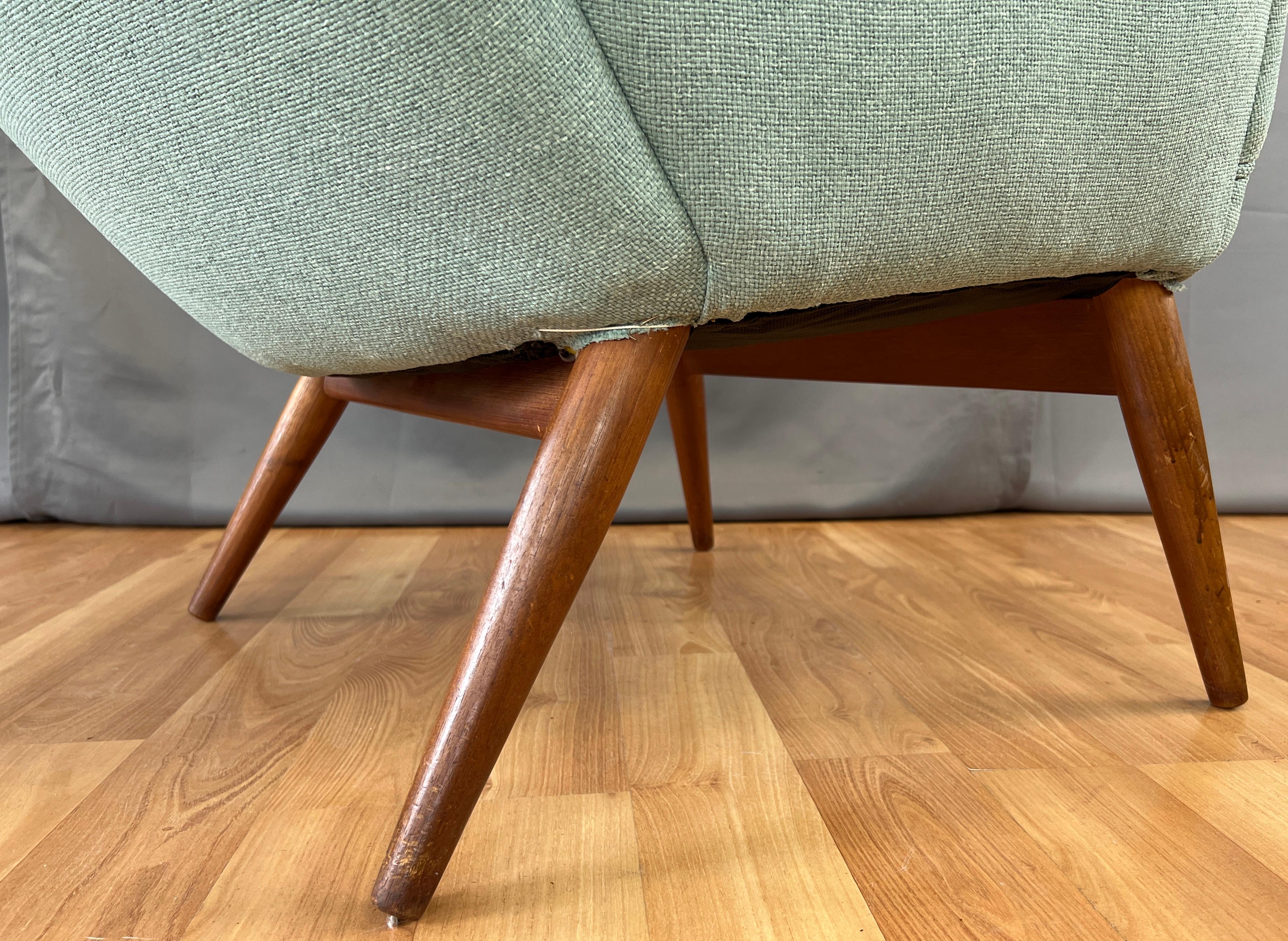 1950s Danish High-Back Lounge Chair with Teak Paws 7
