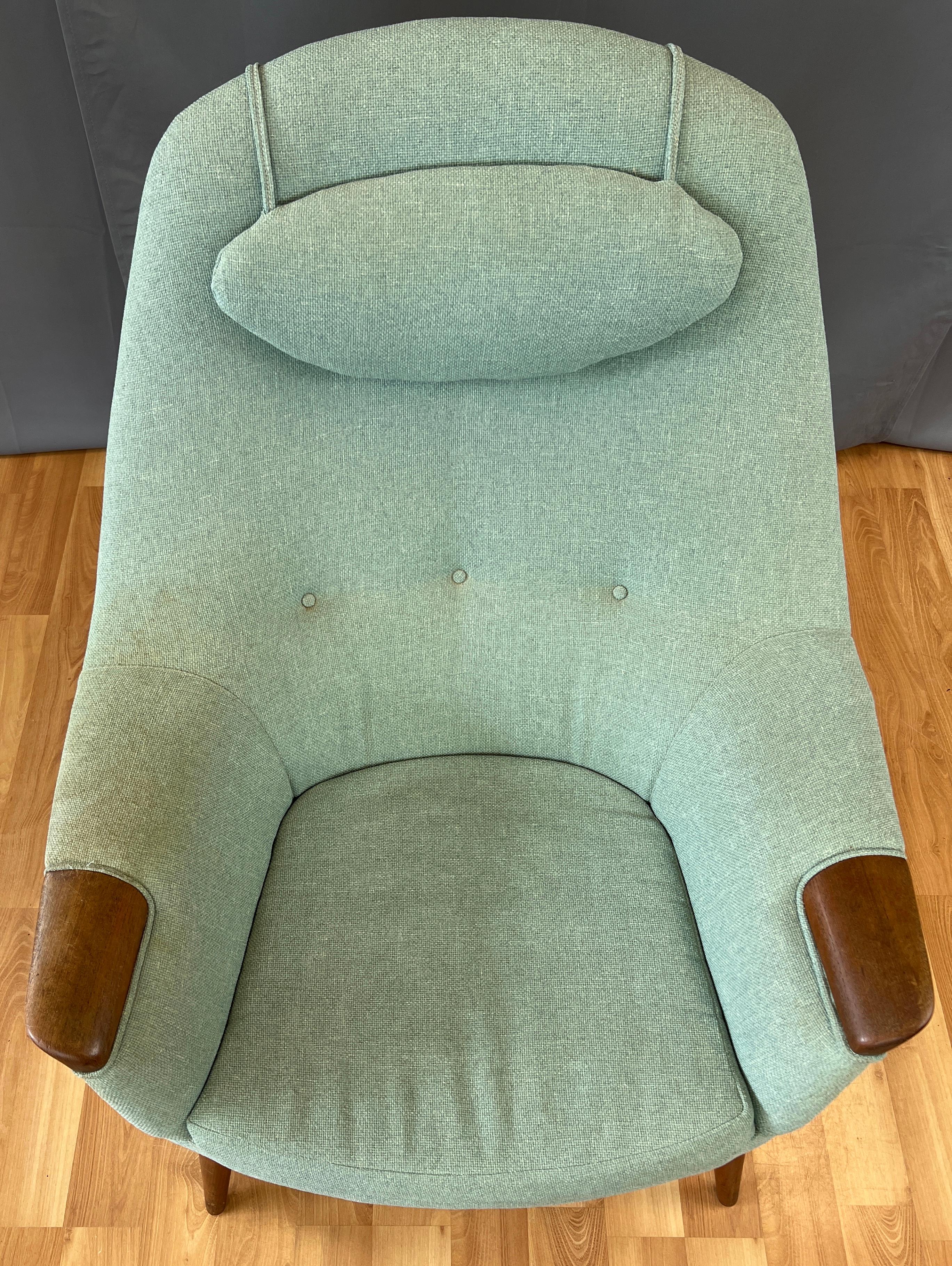 1950s Danish High-Back Lounge Chair with Teak Paws In Fair Condition In San Francisco, CA
