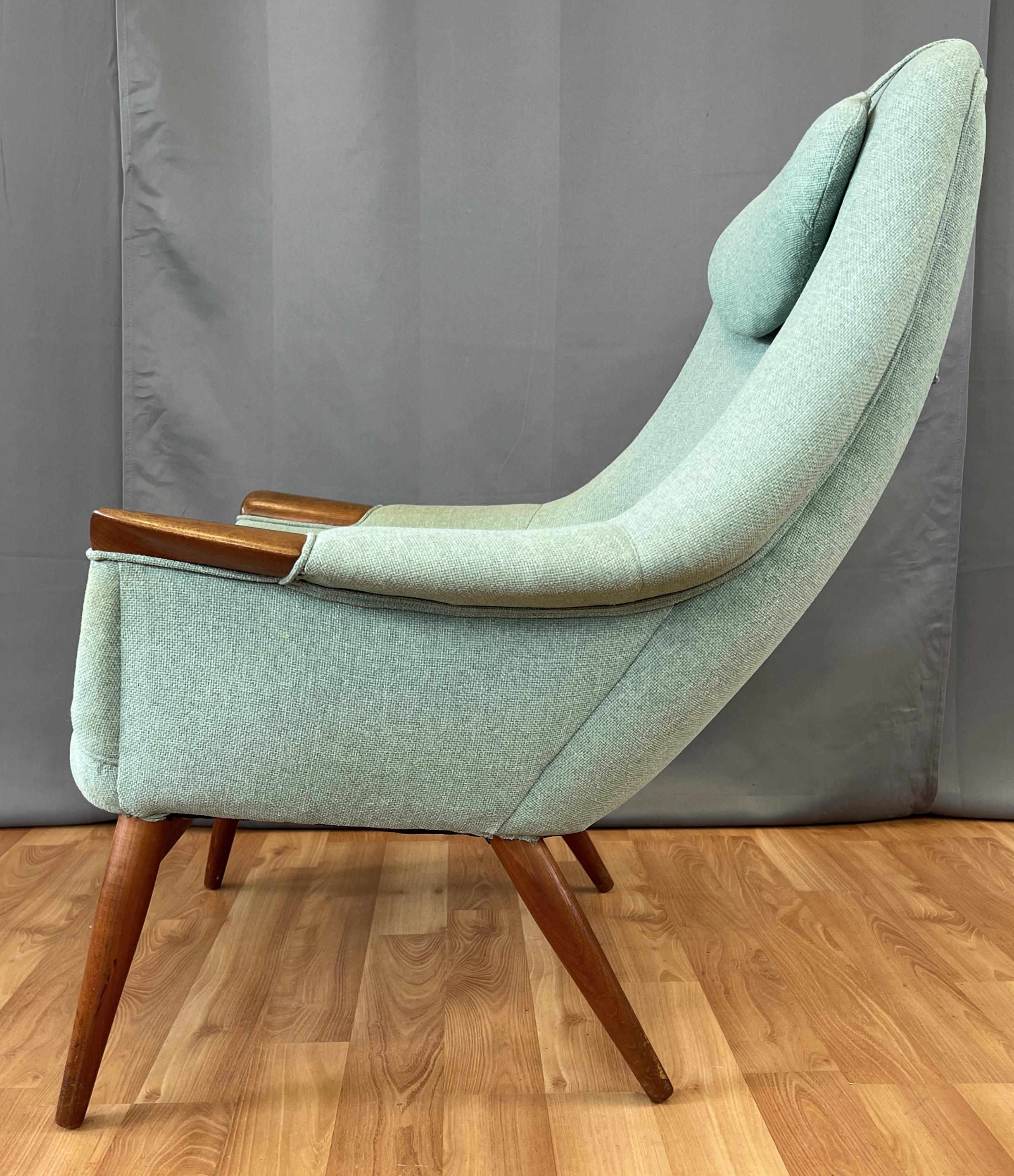 1950s Danish High-Back Lounge Chair with Teak Paws 1