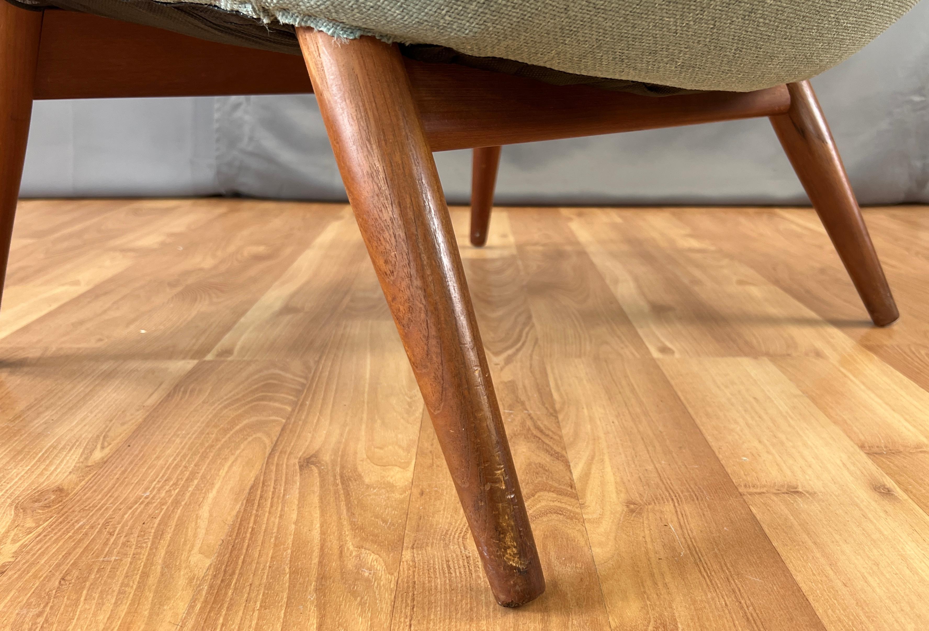 1950s Danish High-Back Lounge Chair with Teak Paws 2