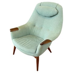1950s Danish High-Back Lounge Chair with Teak Paws