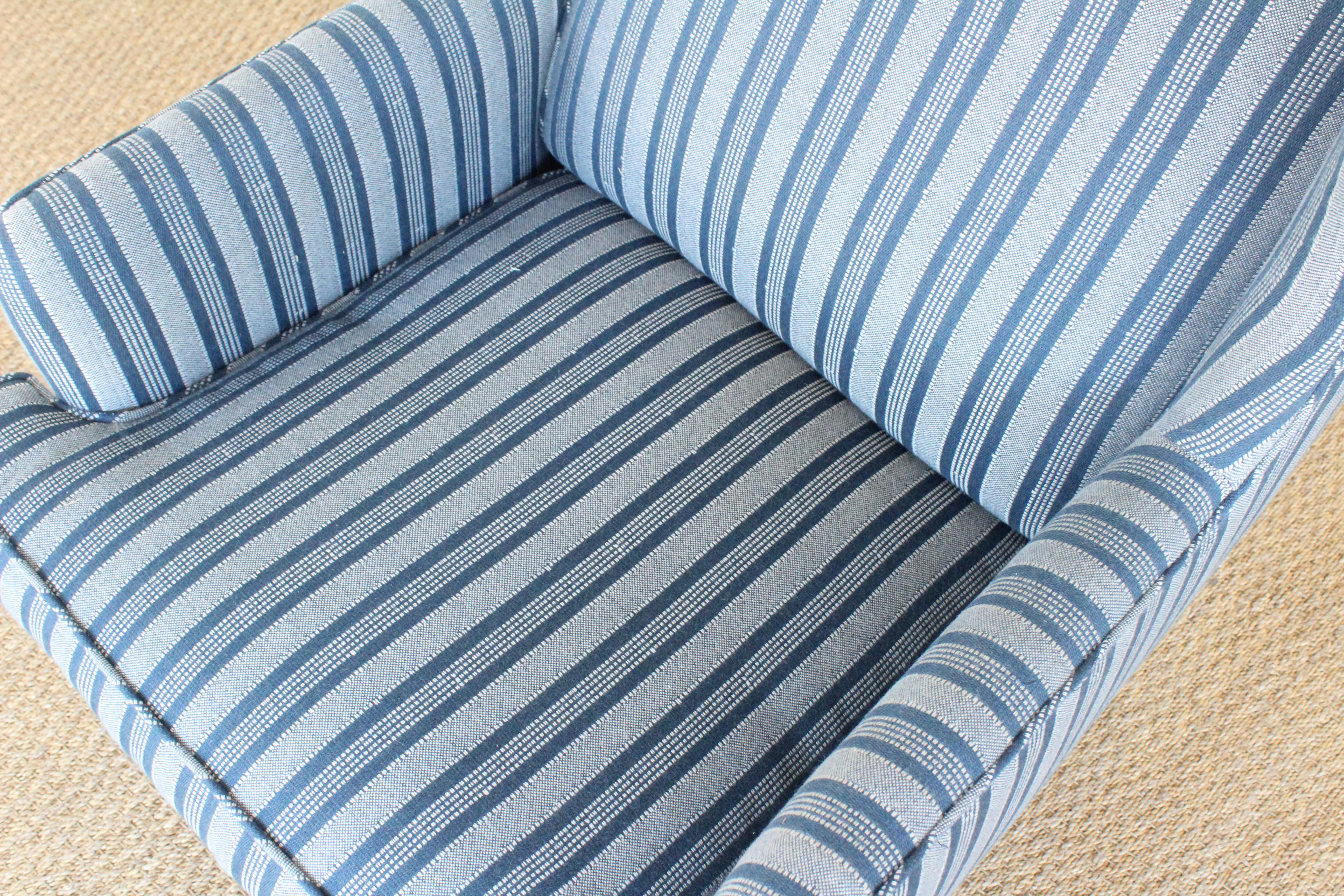 1950s Danish High Back Wing Chair Upholstered in Peter Dunham Textiles Fabric 7