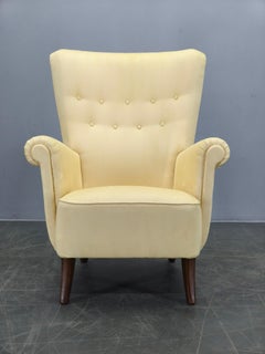 1950s Danish High Back Wing Lounge Chair Newly Reupholstered
