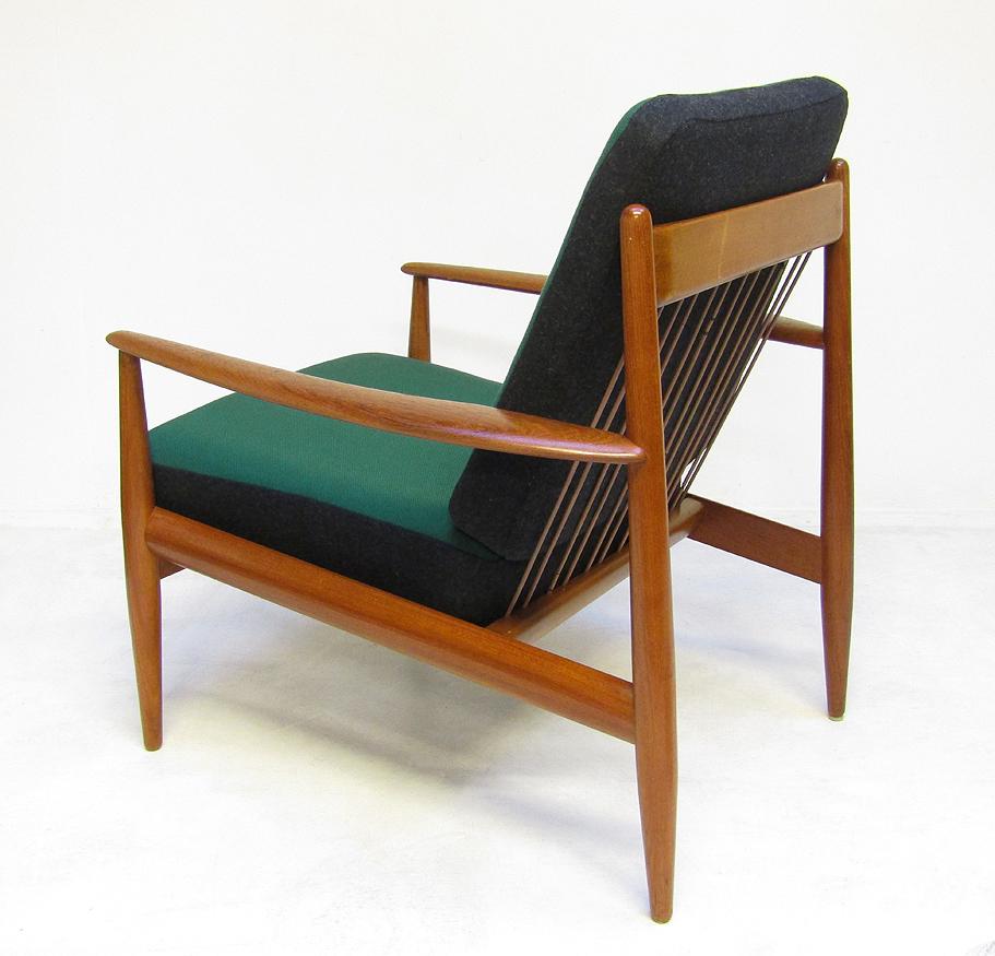 1950s Danish Lounge Chair in Teak and Kvadrat by Grete Jalk 1