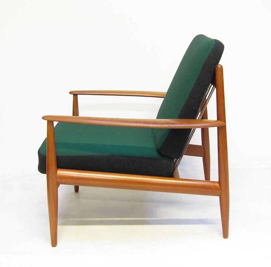 20th Century 1950s Danish Lounge Chair in Teak and Kvadrat by Grete Jalk