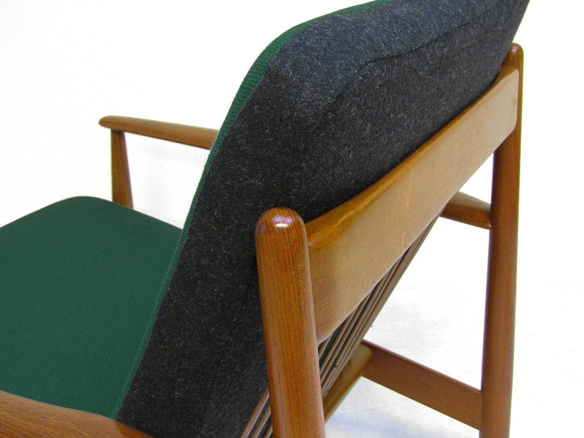 Fabric 1950s Danish Lounge Chair in Teak and Kvadrat by Grete Jalk