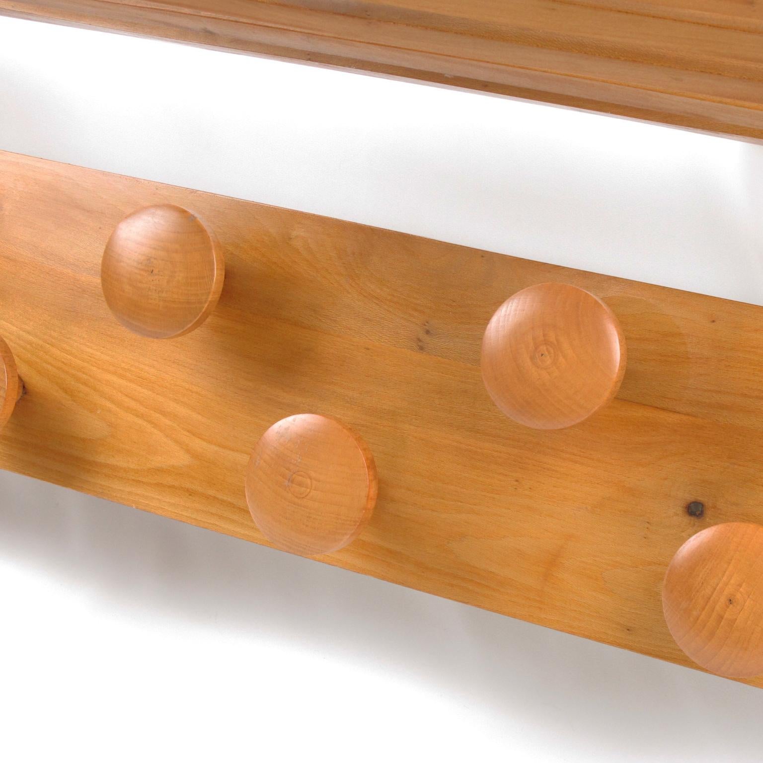 French 1950s Danish Maple Wood Wall-Mounted Coat Rack and Storage