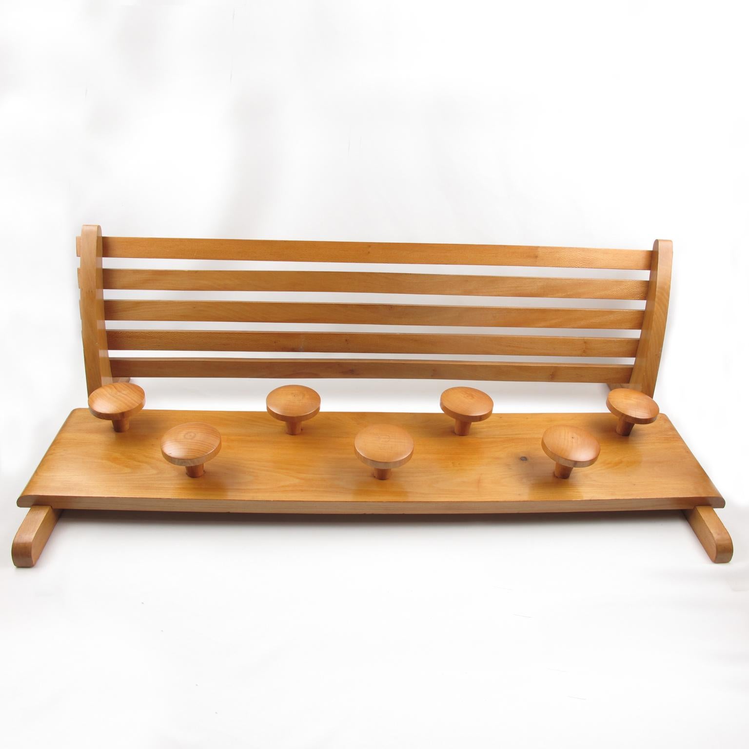 1950s Danish Maple Wood Wall-Mounted Coat Rack and Storage In Excellent Condition In Atlanta, GA