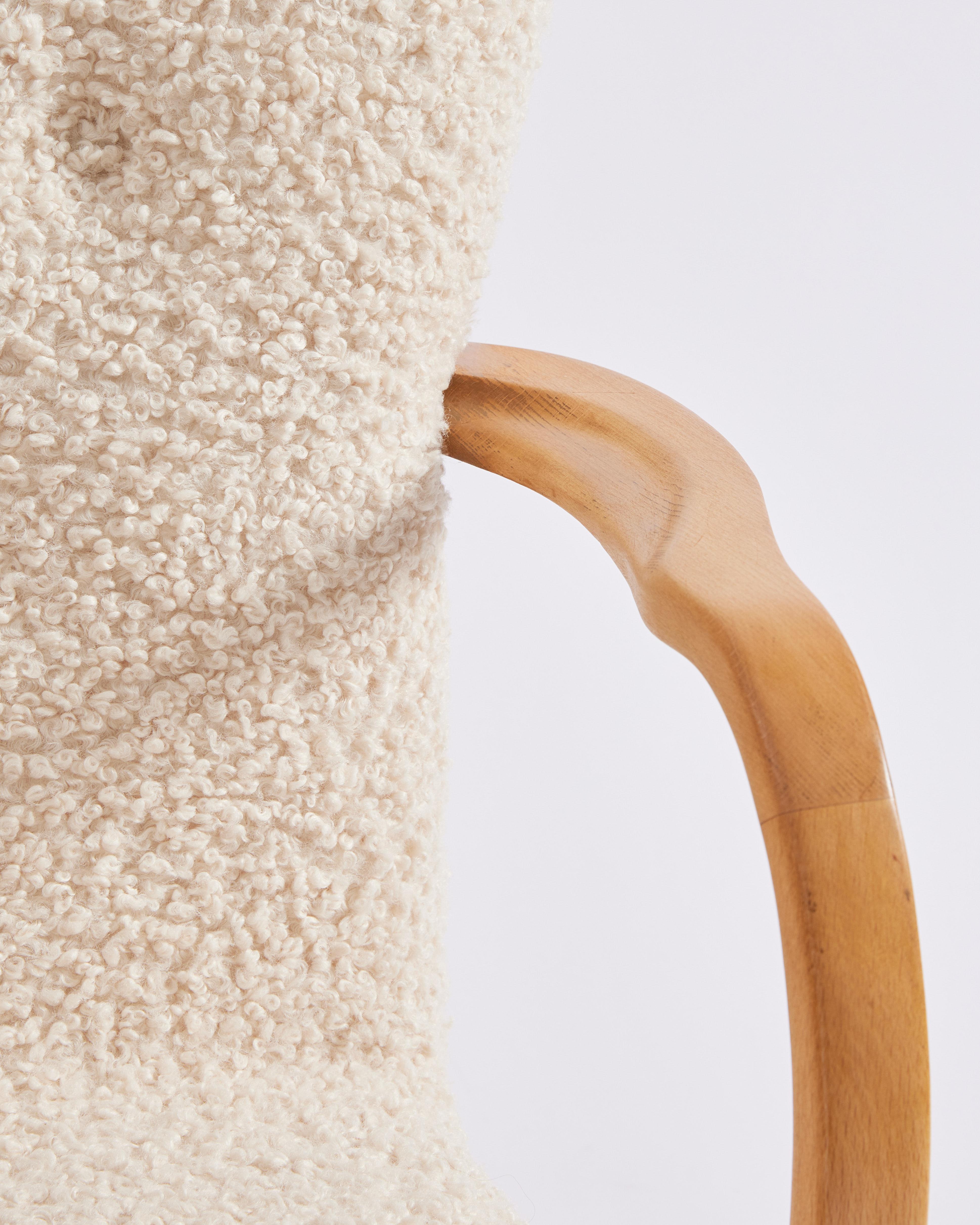 1950s Danish Mid-Century Modern Lounge Chair in Curly Boucle Sheepskin 2