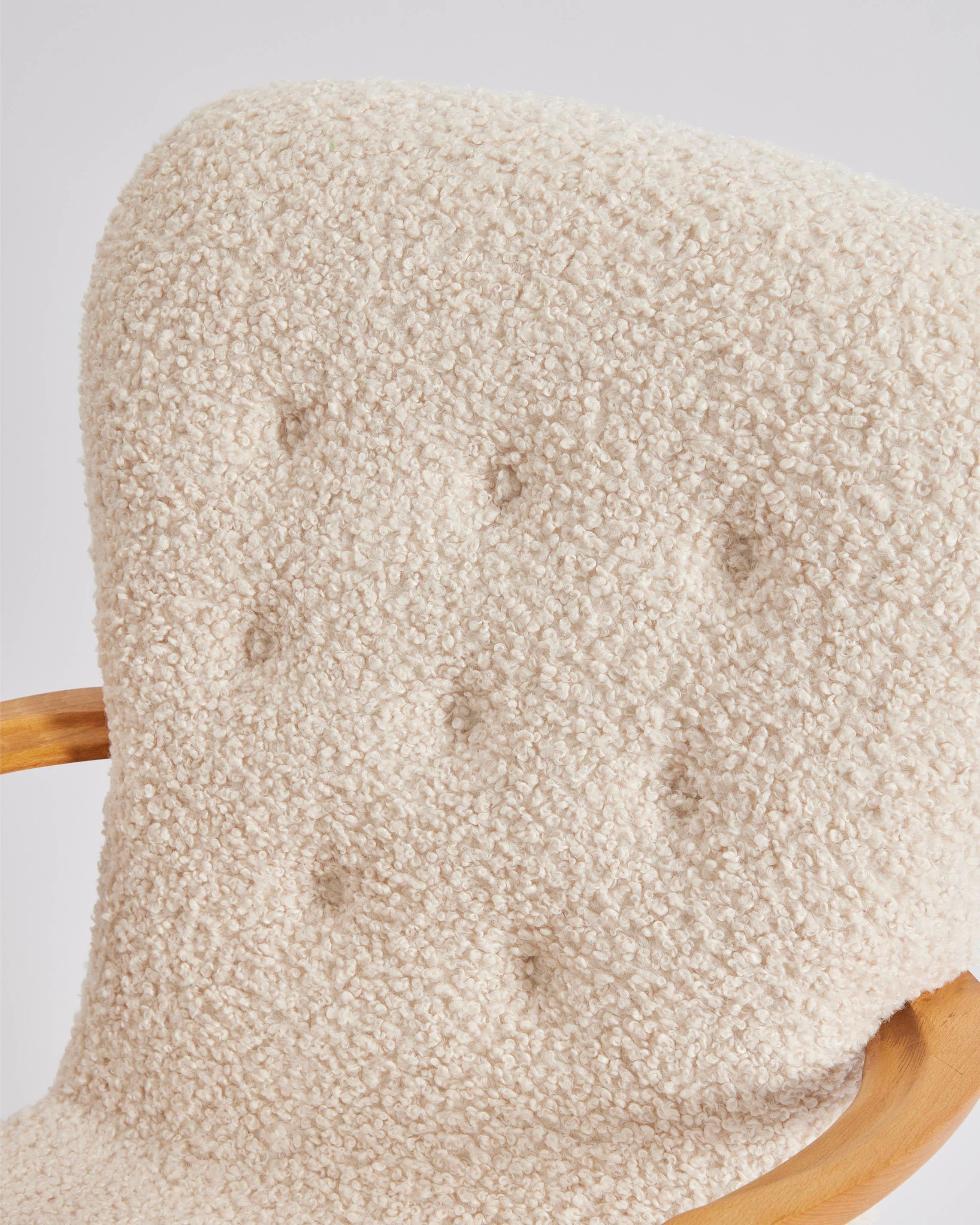 1950s Danish Mid-Century Modern Lounge Chair in Curly Boucle Sheepskin 3