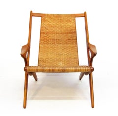 1950s Danish "Model 300" Lounge Chair in Teak & Cane by Arne Hovmand Olsen