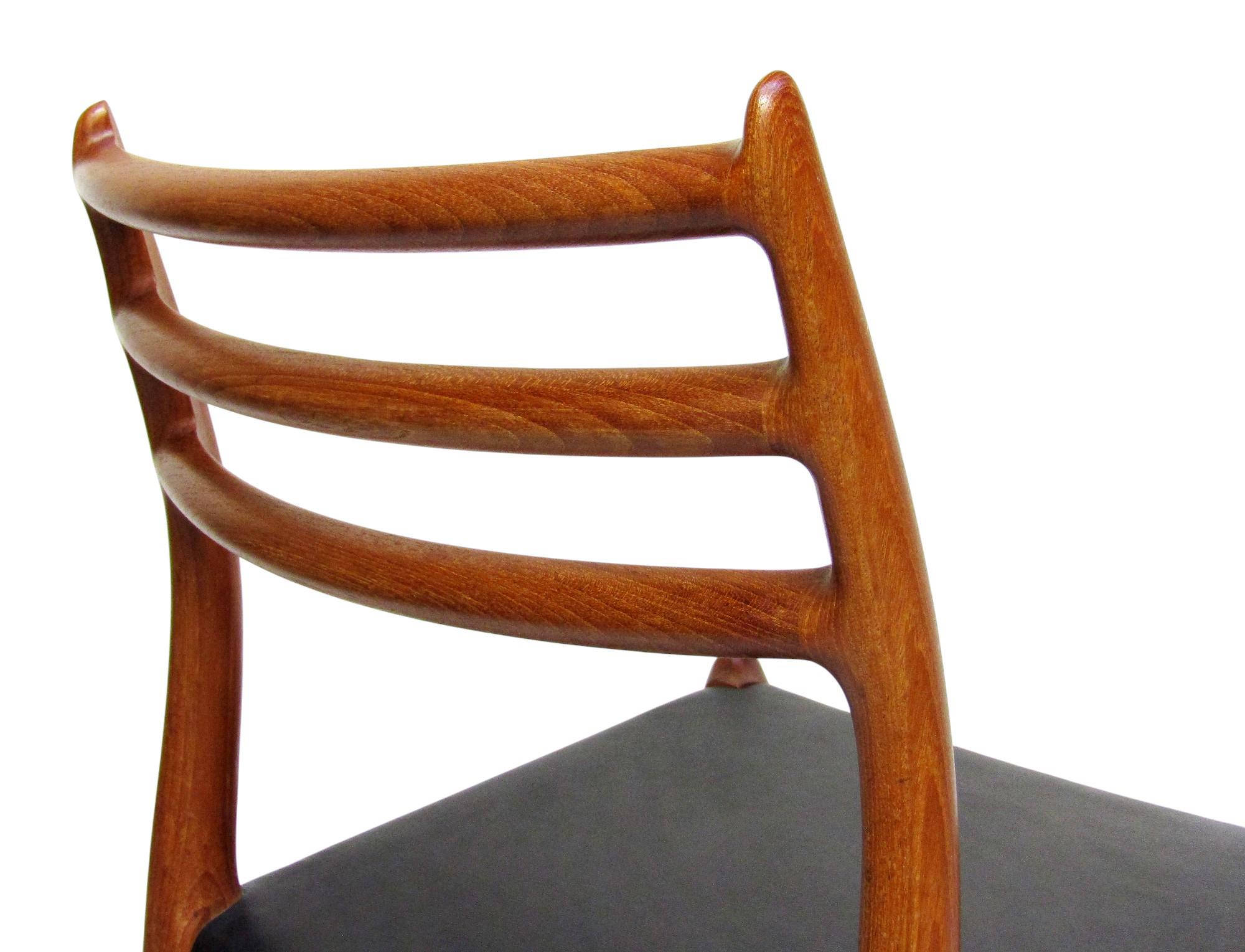 Sedia da pranzo danese Model 78 di Niels Moller del 1950 in teak in vendita 5