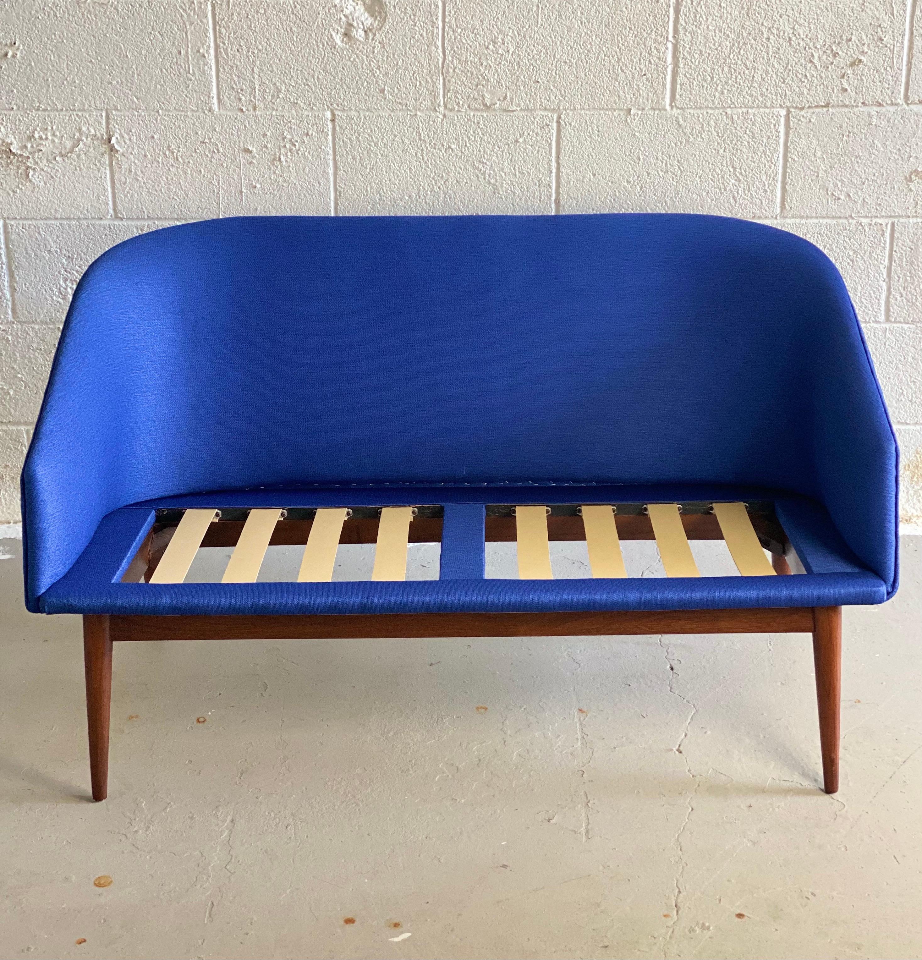 Mid-Century Modern 1950s Danish Modern Arne Vodder Restored Blue Loveseat