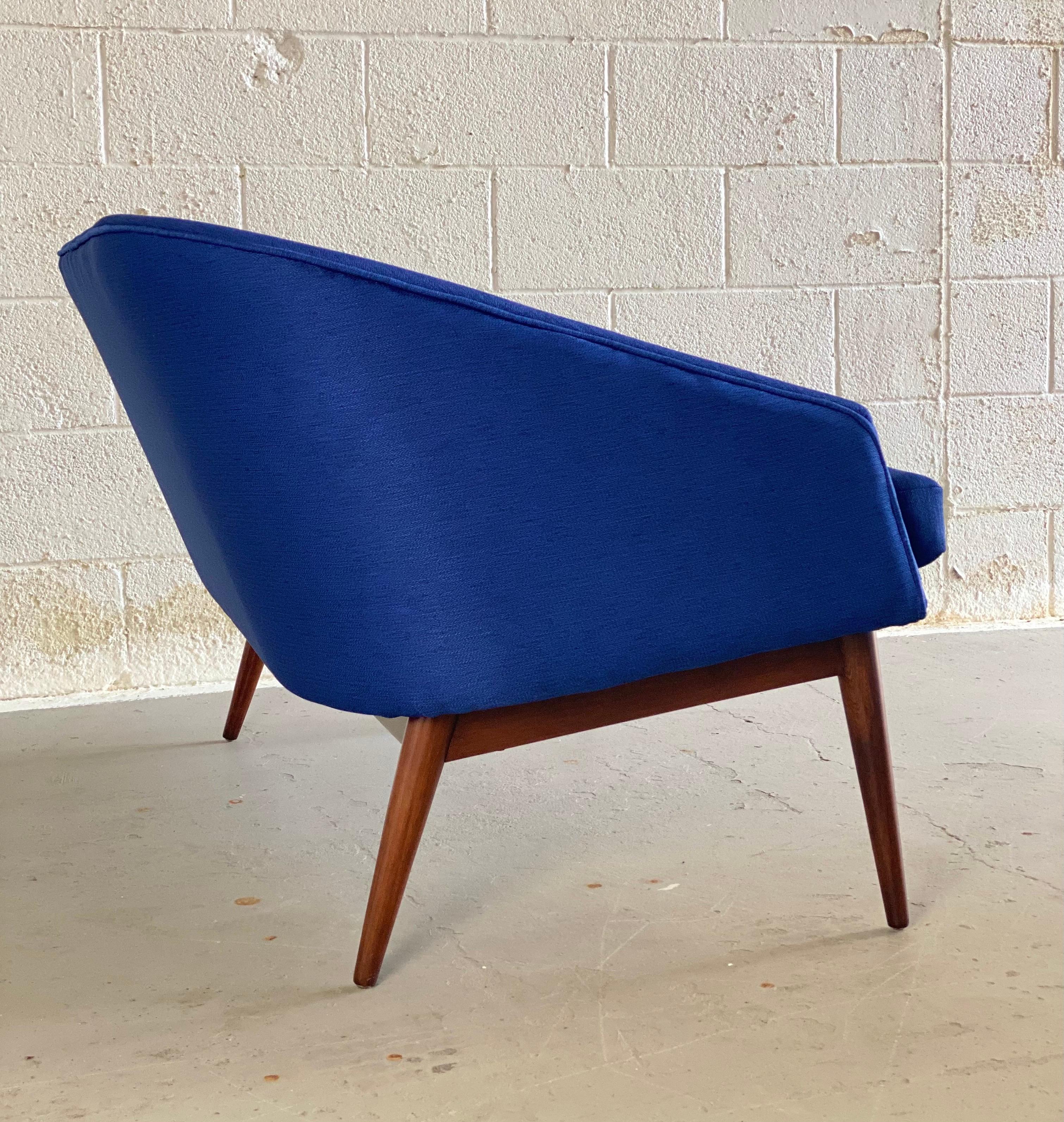 1950s Danish Modern Arne Vodder Restored Blue Loveseat In Excellent Condition In Farmington Hills, MI