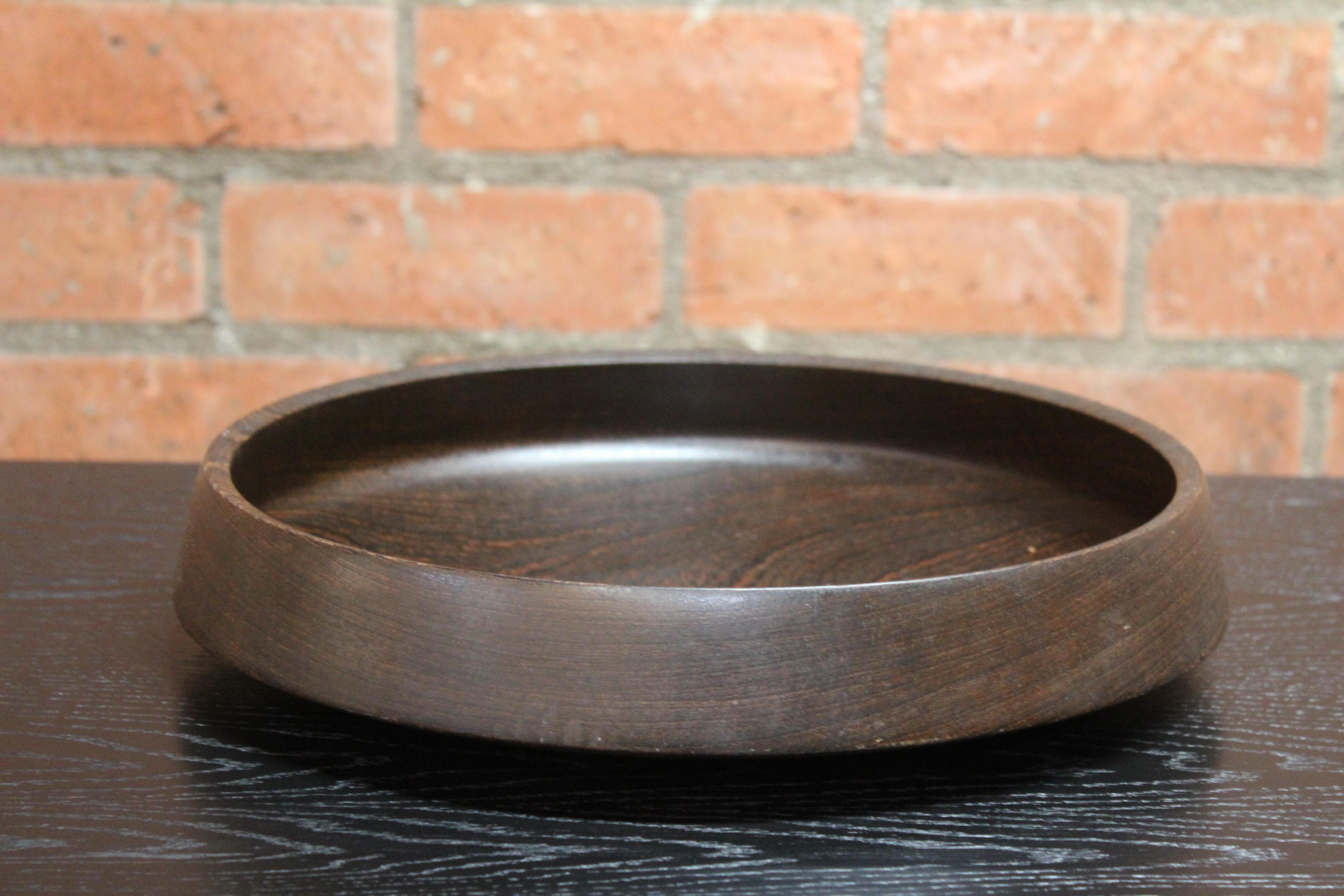 Vintage Danish modern carved bowl in wenge wood.