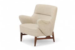 1950s Danish Modern Club / Lounge Chair in Pale Grey Wool