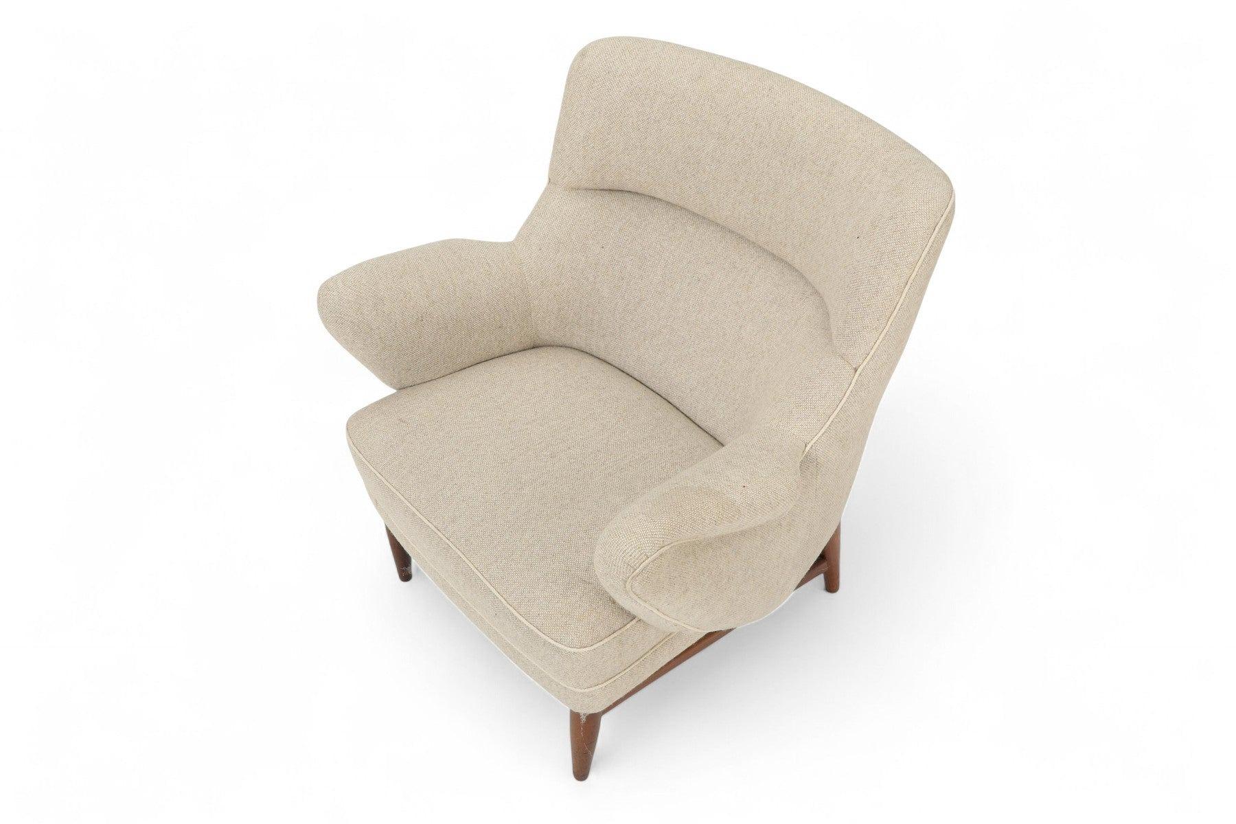 Mid-Century Modern Chaise Club / Lounge moderne danoise des années 1950 en laine gris pâle en vente