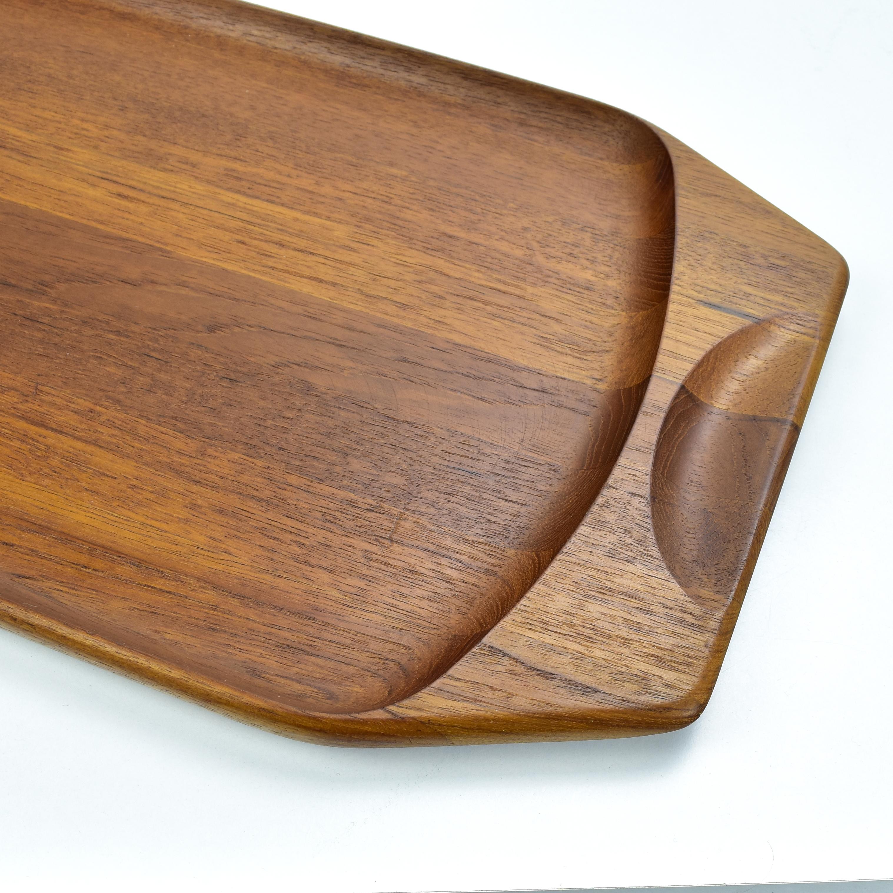 Hand-Crafted 1950s Danish Modern Design Teak Wood Serving Tray by Jens Quistgaard Dansk MCM For Sale