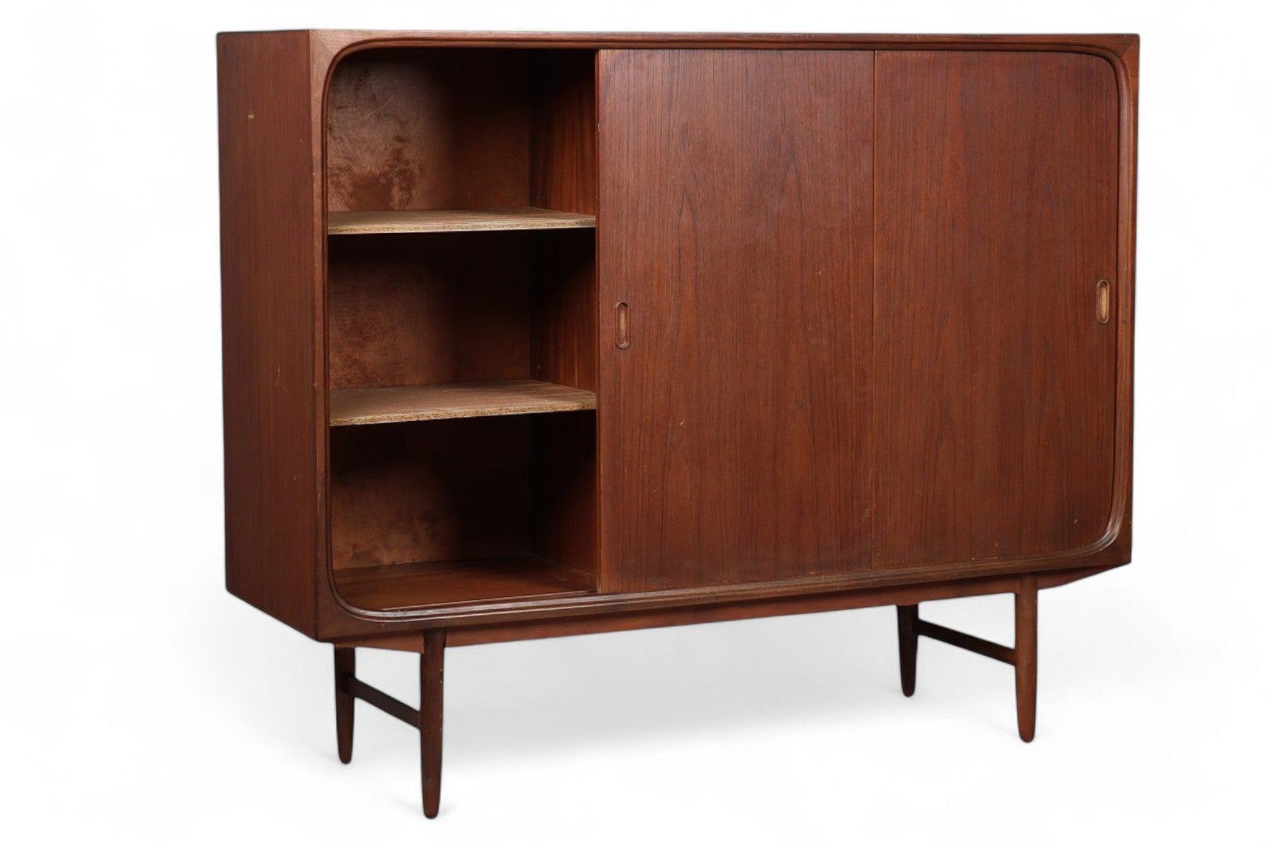20th Century 1950s Danish Modern High Sideboard / Bar in Teak For Sale