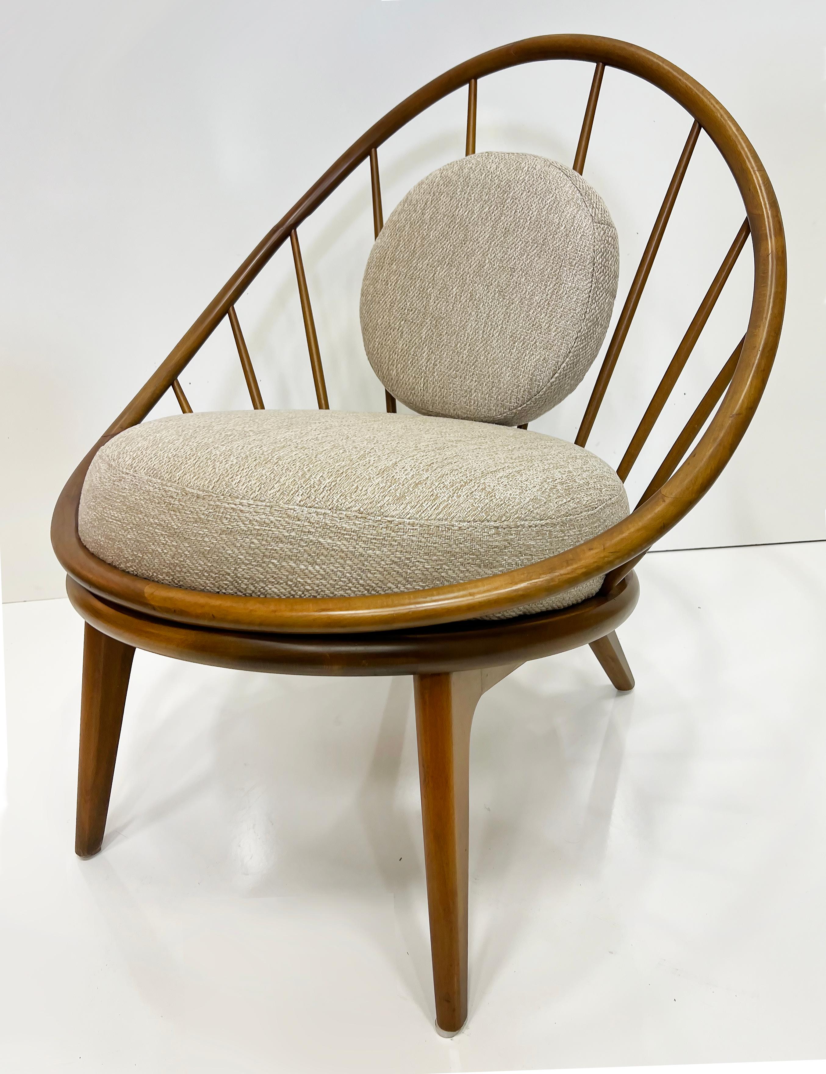Dänischer moderner Ib Kofod Larsen für Selig Creolenstuhl, 1950er Jahre, neu mit Sitzkissen, Ib Kofod Larsen im Zustand „Gut“ im Angebot in Miami, FL