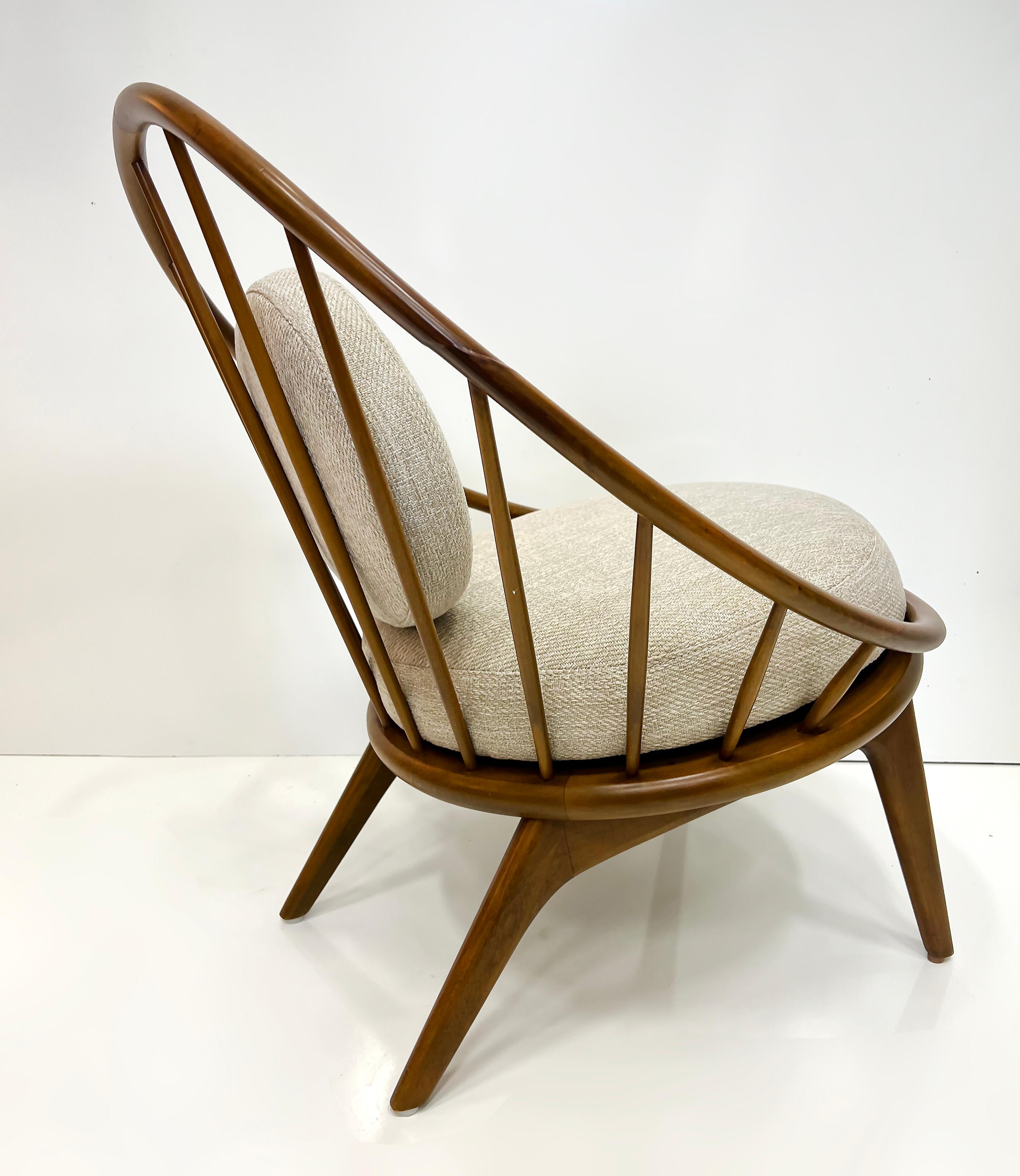 Dänischer moderner Ib Kofod Larsen für Selig Creolenstuhl, 1950er Jahre, neu mit Sitzkissen, Ib Kofod Larsen (Stoff) im Angebot