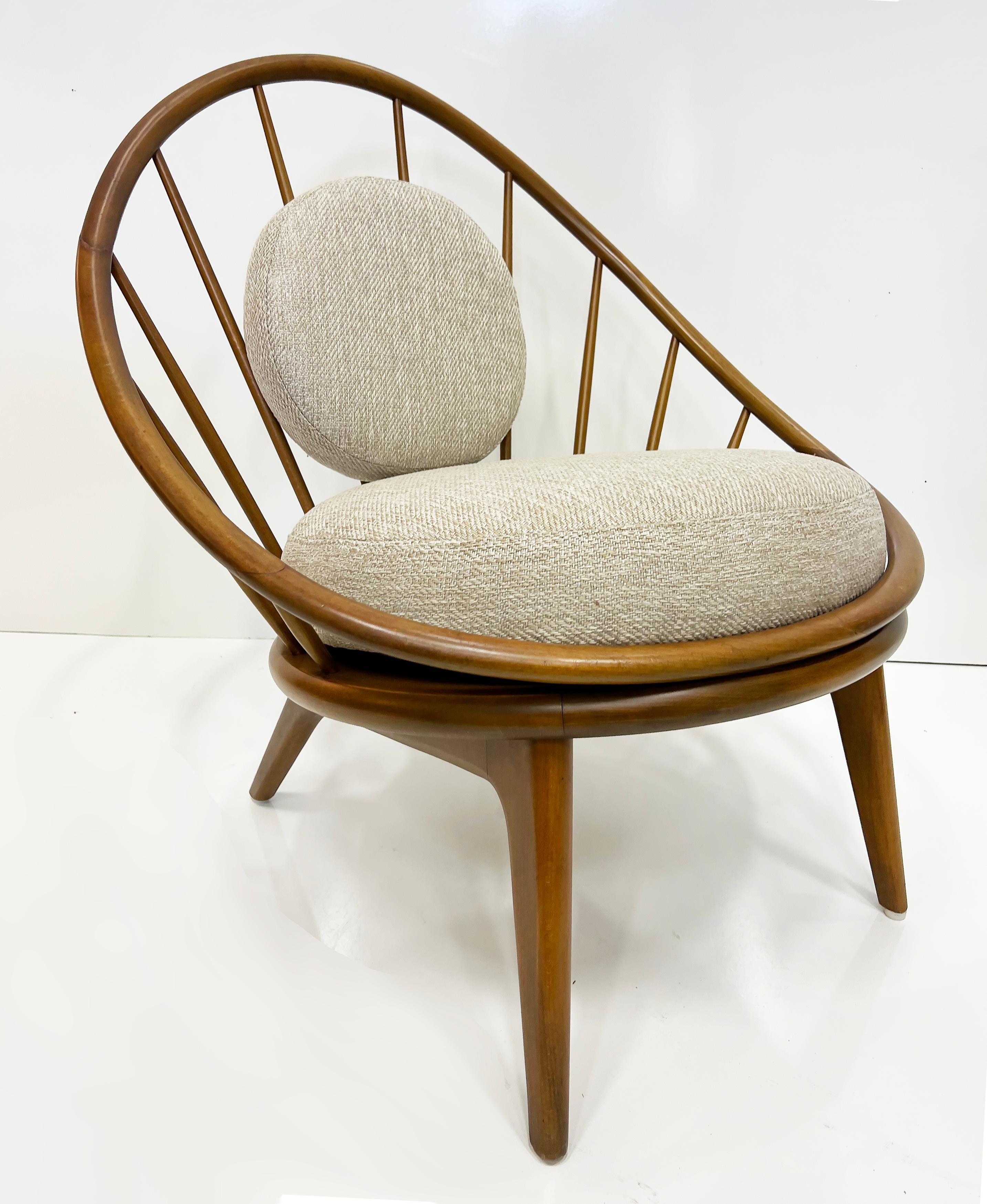 Dänischer moderner Ib Kofod Larsen für Selig Creolenstuhl, 1950er Jahre, neu mit Sitzkissen, Ib Kofod Larsen im Angebot 3