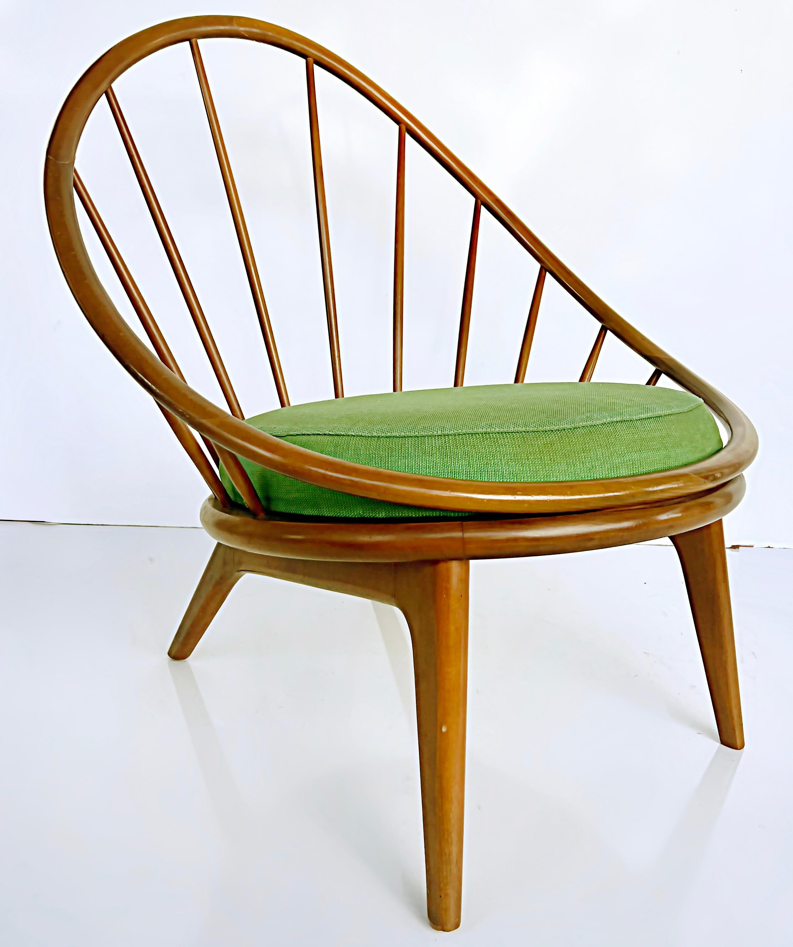 20th Century 1950s Danish Modern Ib Kofod Larsen for Selig Hoop Chair with Seat Cushion For Sale