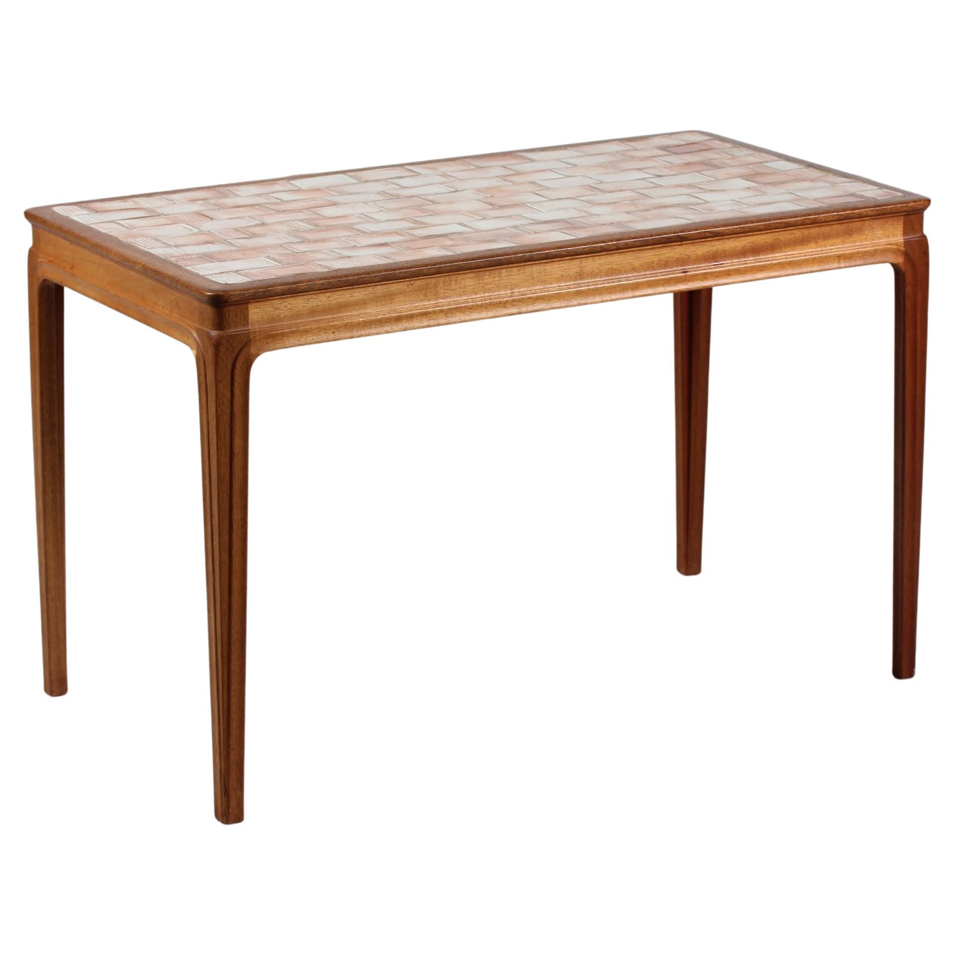 1950s Danish Modern Mahogany Tile-Top Table by Chr. Rasmussen, Randers, Denmark For Sale