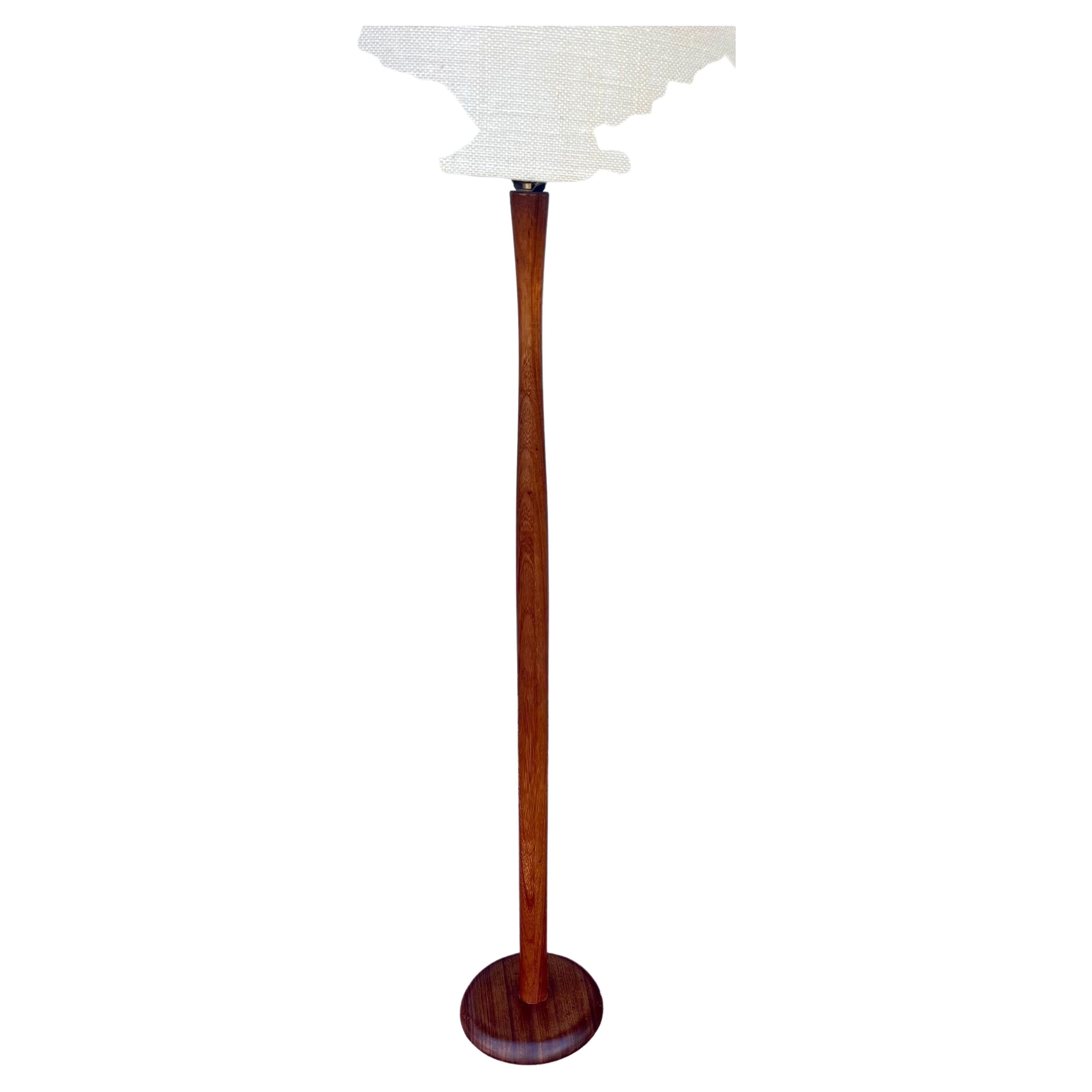 Scandinavian Modern 1950s Danish Modern Solid Teak Tall Floor Lamp