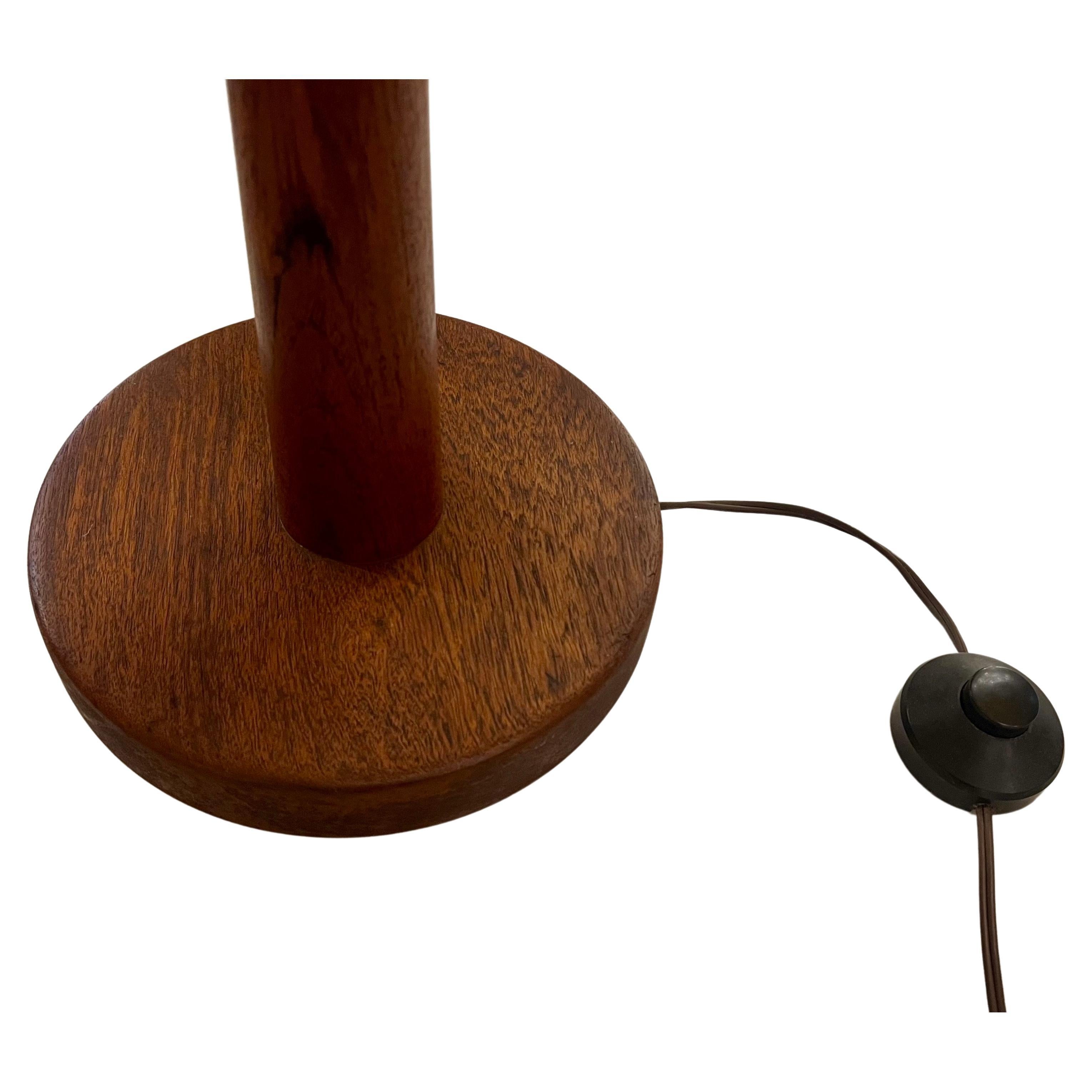 Scandinavian Modern 1950s Danish Modern Solid Teak Tall Floor Lamp For Sale