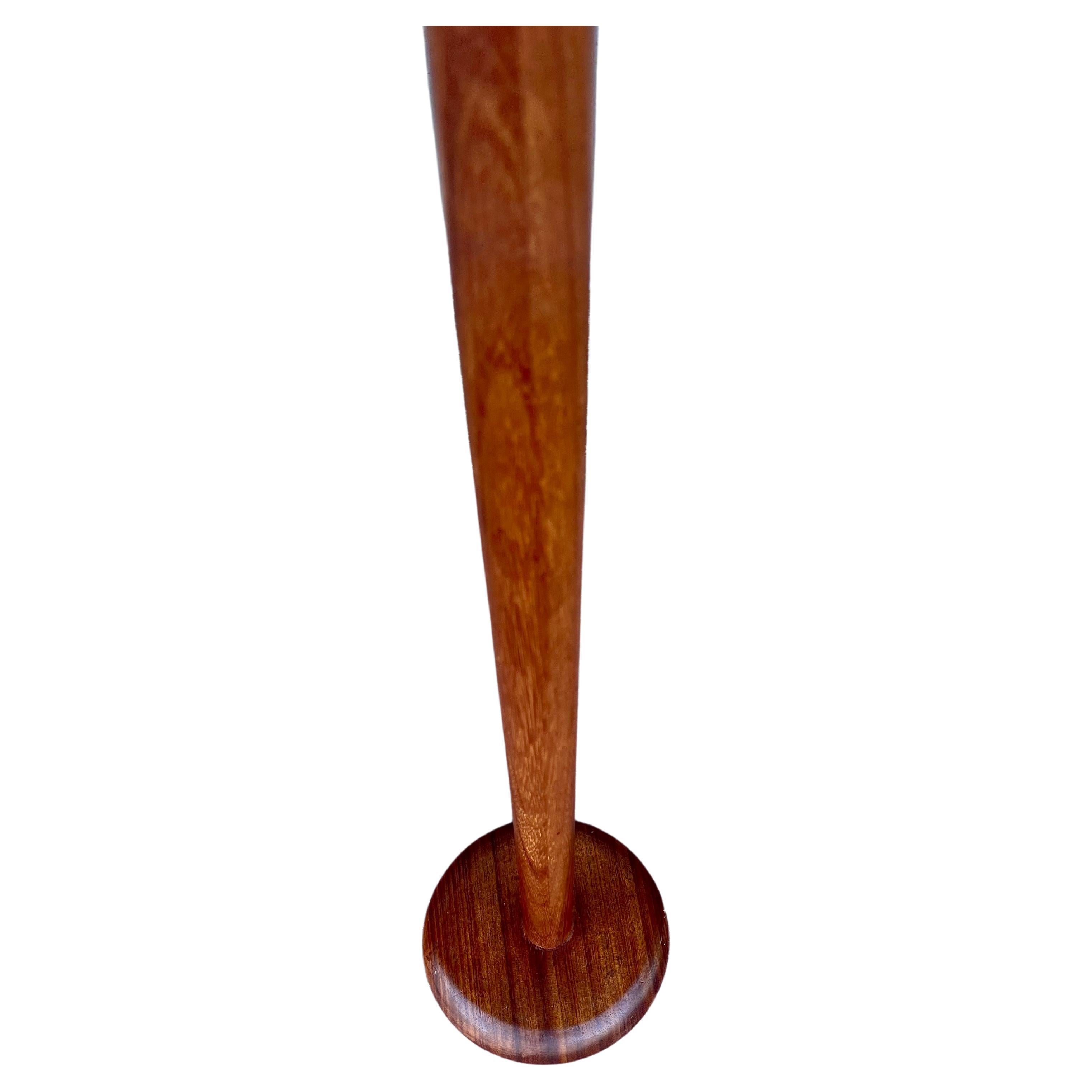 1950s Danish Modern Solid Teak Tall Floor Lamp In Excellent Condition In San Diego, CA
