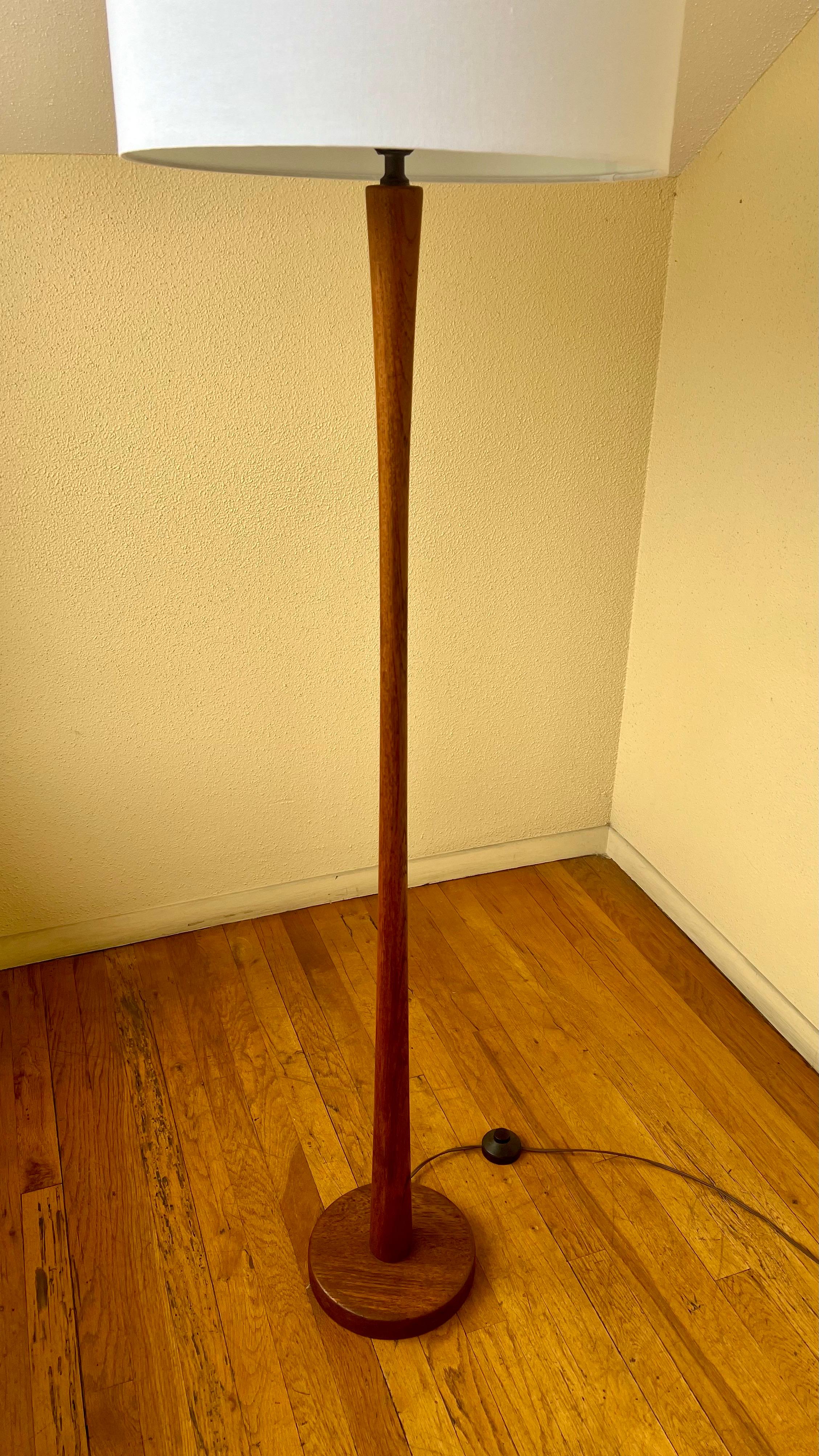 20th Century 1950s Danish Modern Solid Teak Tall Floor Lamp For Sale