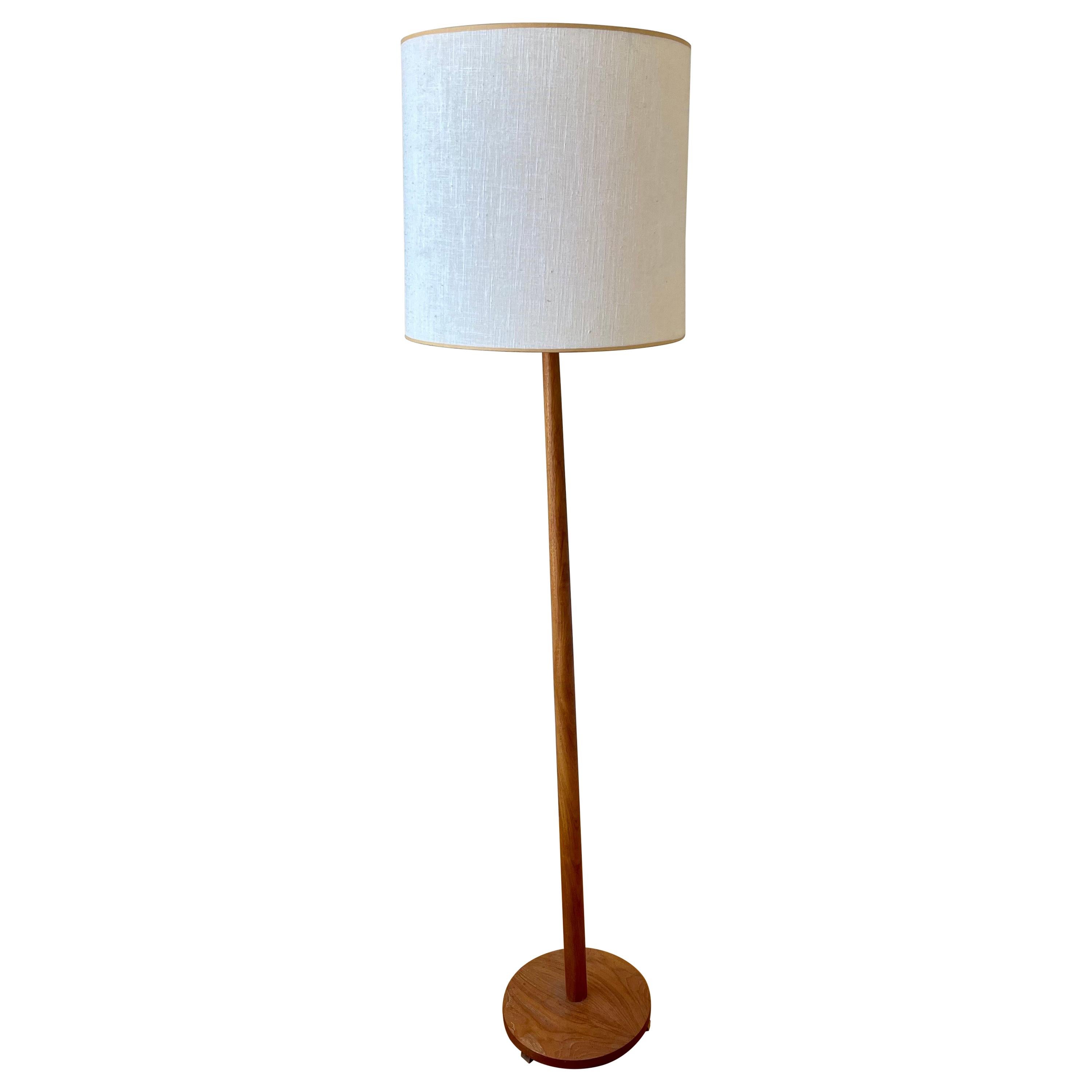 1950s Danish Modern Solid Teak Tall Floor Lamp