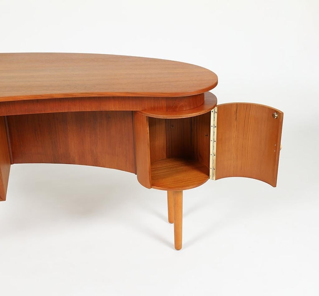 20th Century 1950s Danish Modern Teak Kidney Shaped Desk