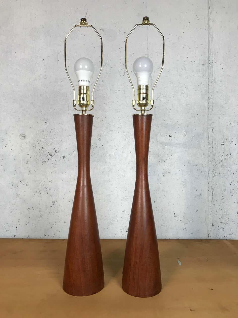 Mid-Century Modern Table Lamps in Teak after Phillip Lloyd Powell