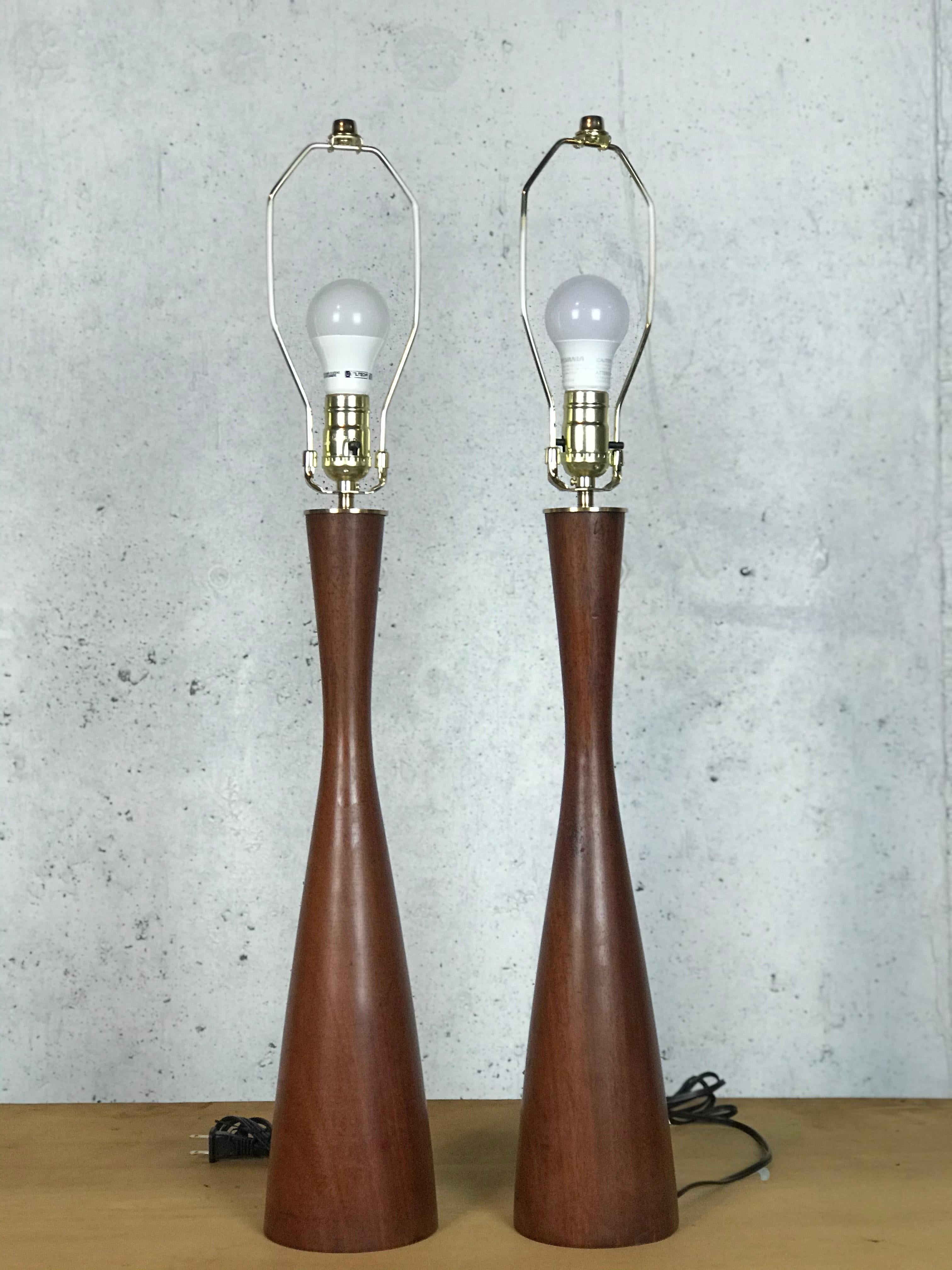 Danish Table Lamps in Teak after Phillip Lloyd Powell