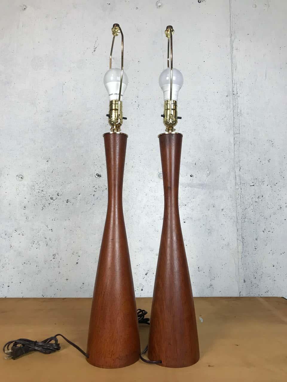 Mid-20th Century Table Lamps in Teak after Phillip Lloyd Powell
