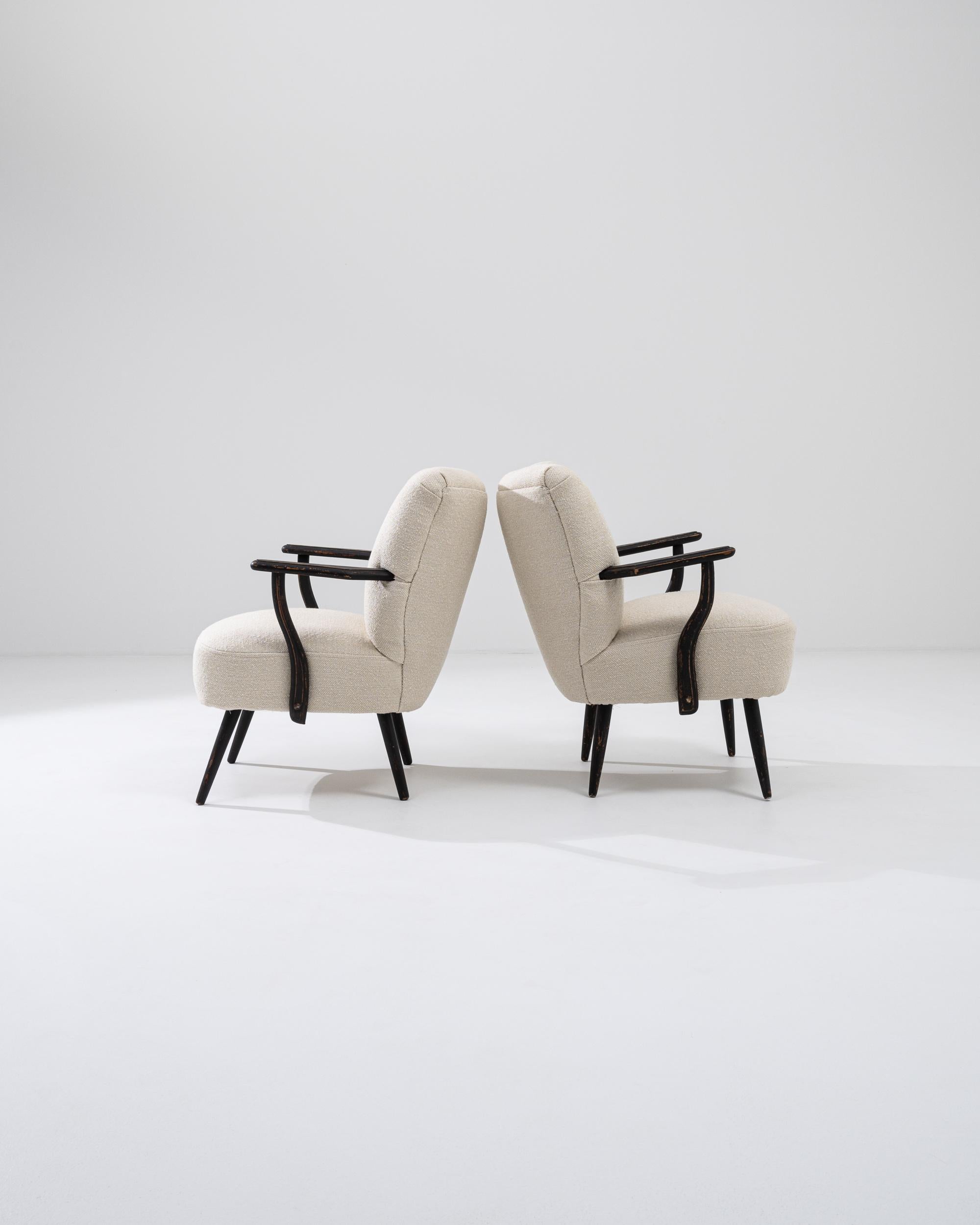 Mid-20th Century 1950s Danish Modern Upholstered Armchairs, a Pair For Sale