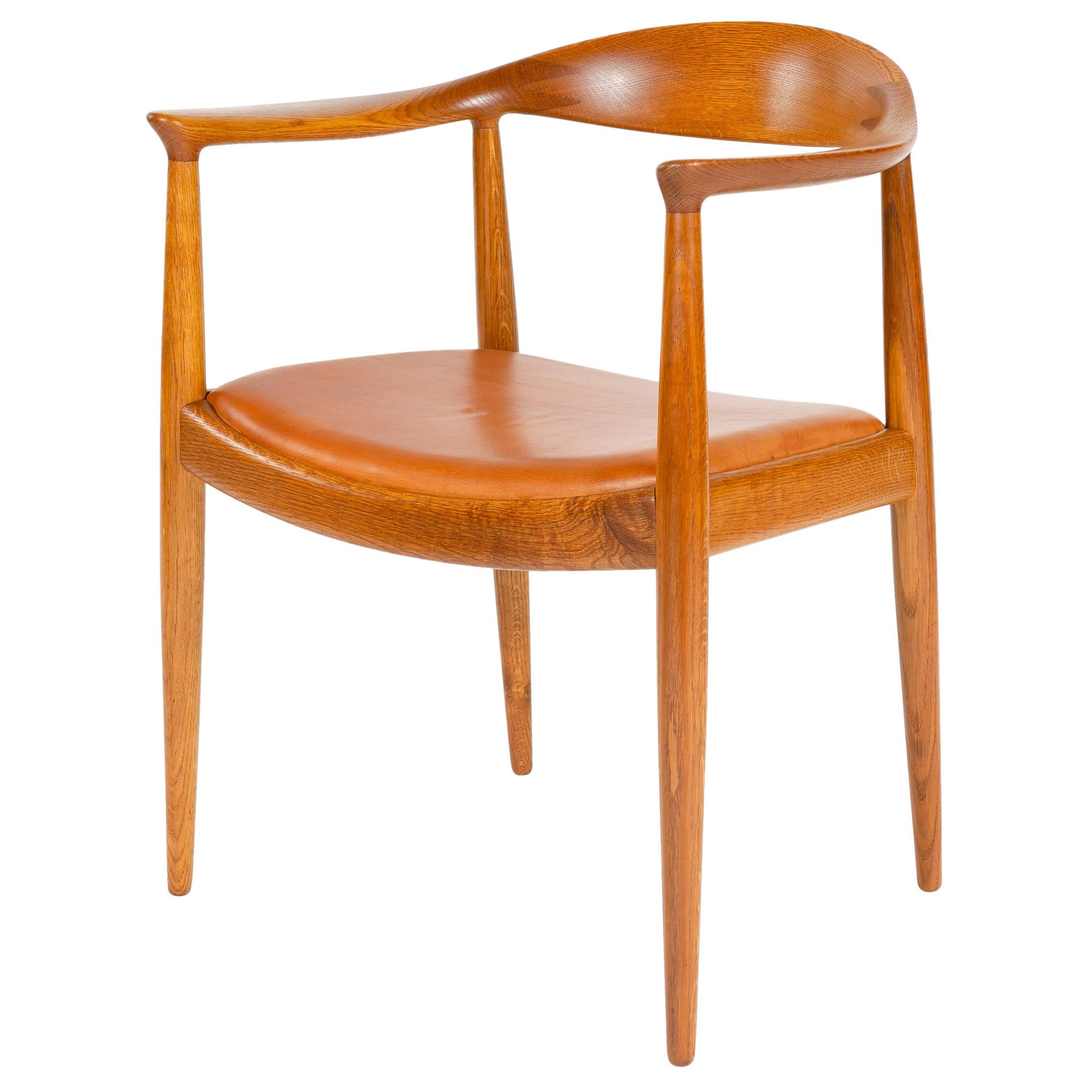 1950s Danish Oak Round Chair by Hans J. Wegner for Johannes Hansen