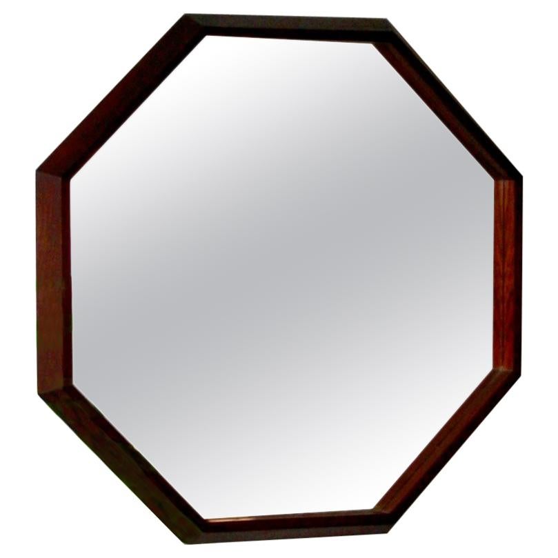 1950s Danish Octagonal Vintage Rosewood Wall Mirror