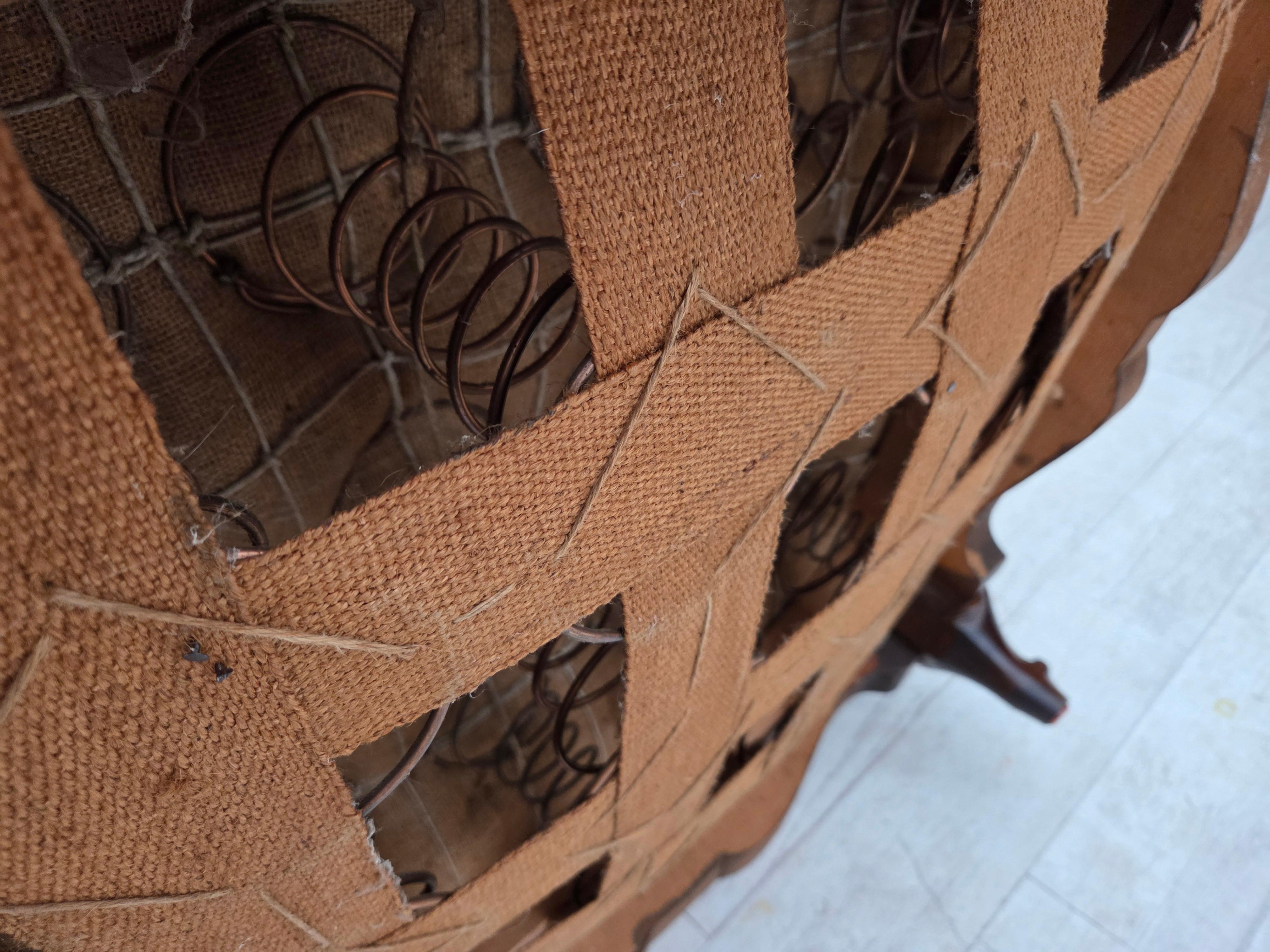 Años 50, sillón relax danés, muebles de terciopelo, madera de roble tallada. en venta 12