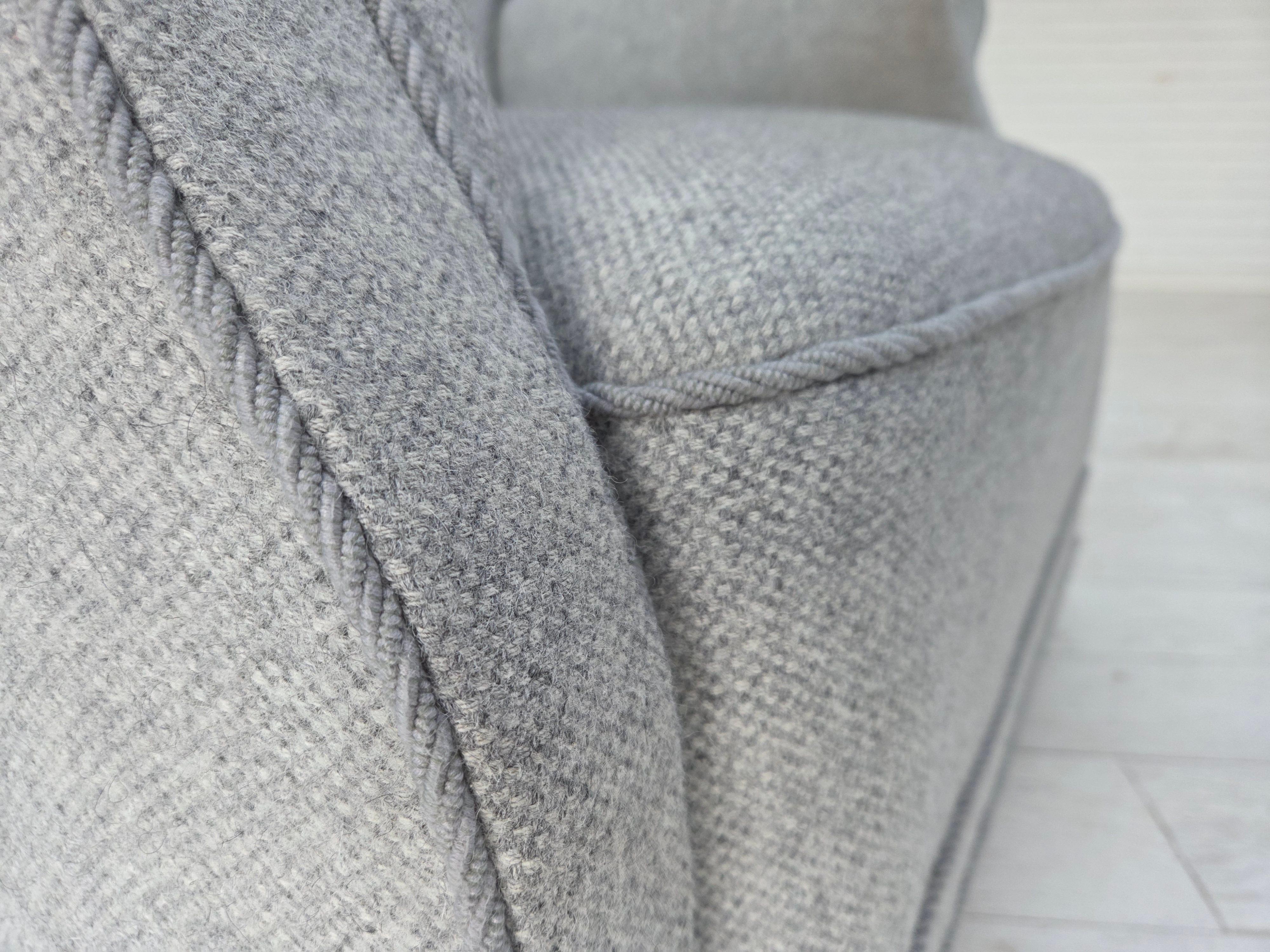 1950er Jahre, dänischer Relaxsessel von Fritz Hansen, Modell 1518, Möbelwollstoff. im Angebot 5